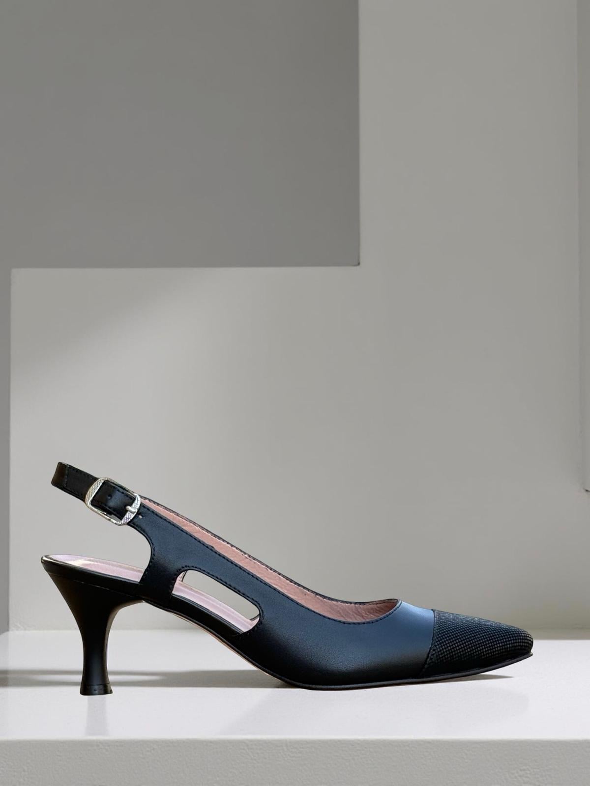 Yalınayak Krl1108 Hakiki Deri Arkası Açık Kadın Stiletto Siyah