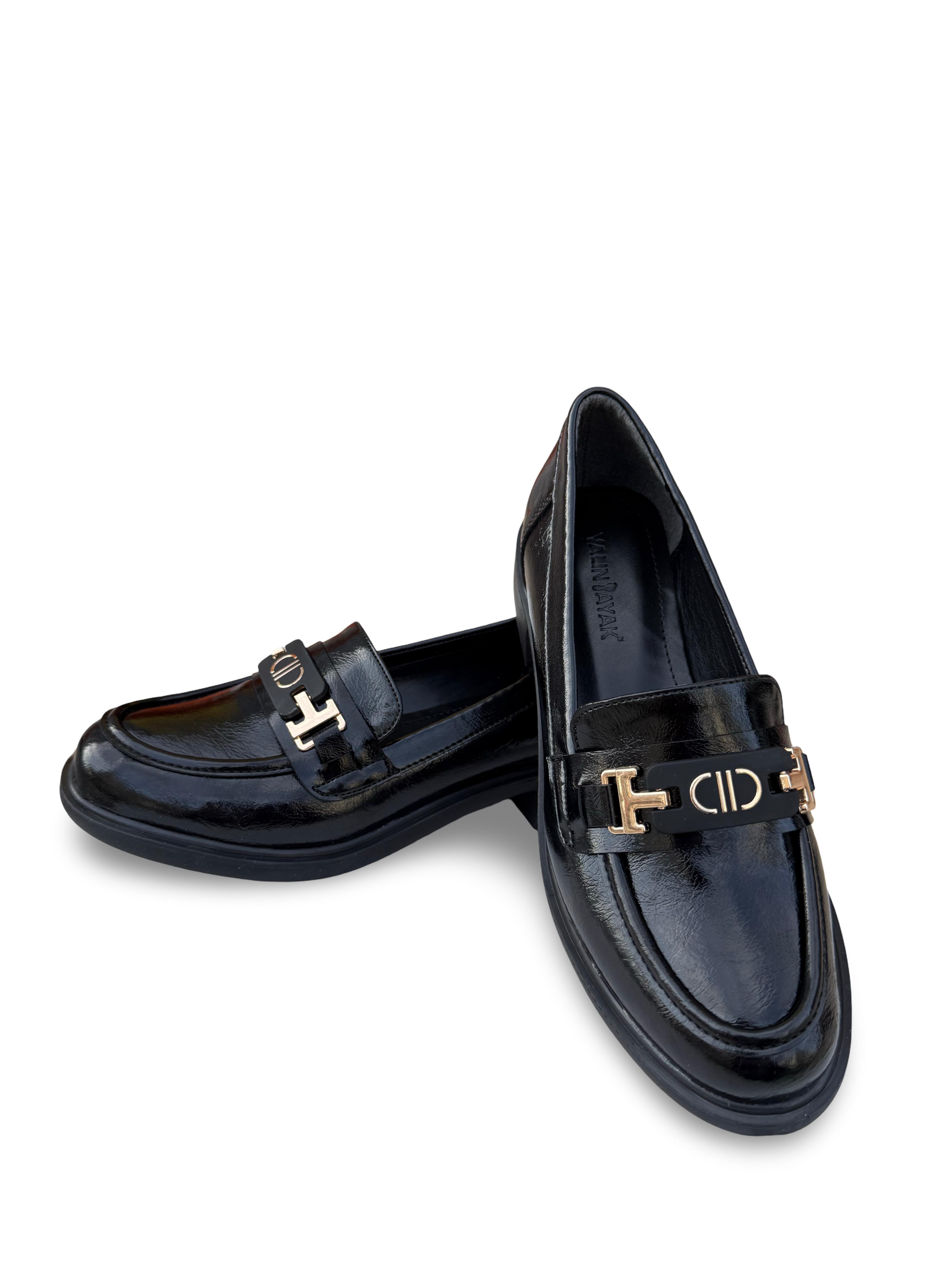Yalınayak Lpy1261 Rugan Kadın Loafer & Babet Siyah Rugan