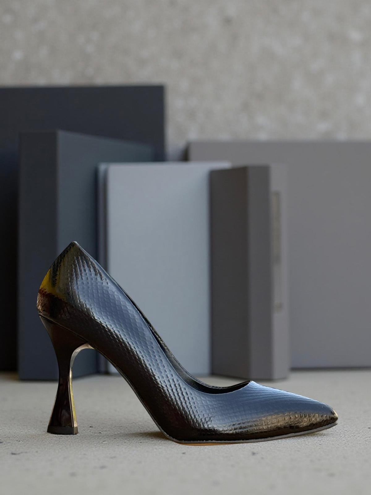 Yalınayak Lpy1302 Yılan Rugan Kadın Stiletto Siyah
