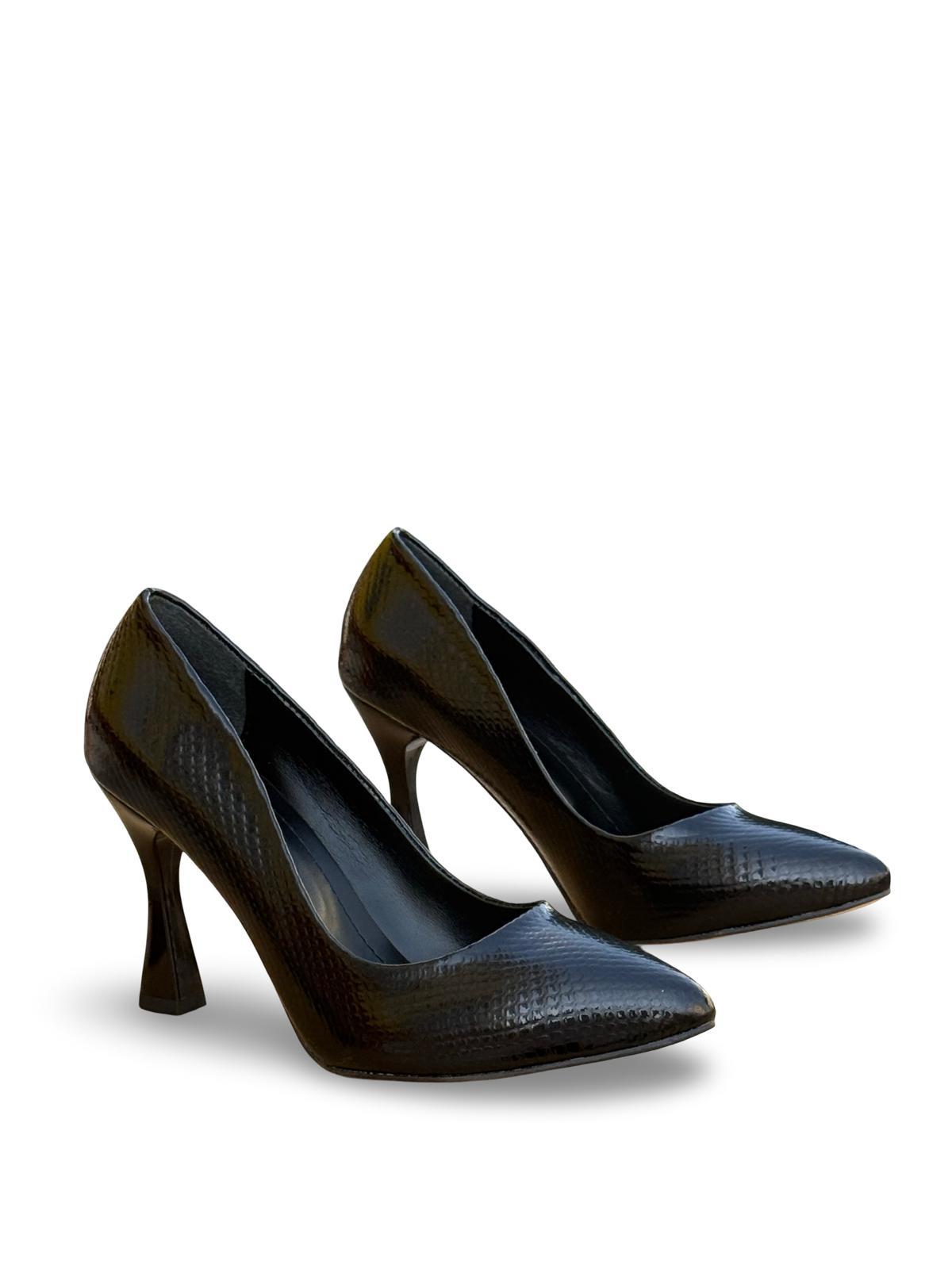 Yalınayak Lpy1302 Yılan Rugan Kadın Stiletto Siyah