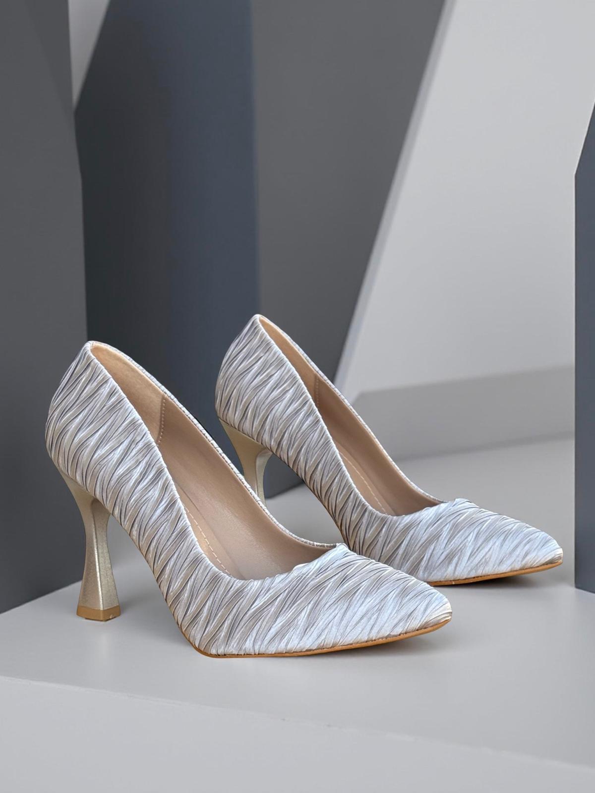 Yalınayak Lpy1303 Paraşüt Kumaş Kadın Stiletto Gri