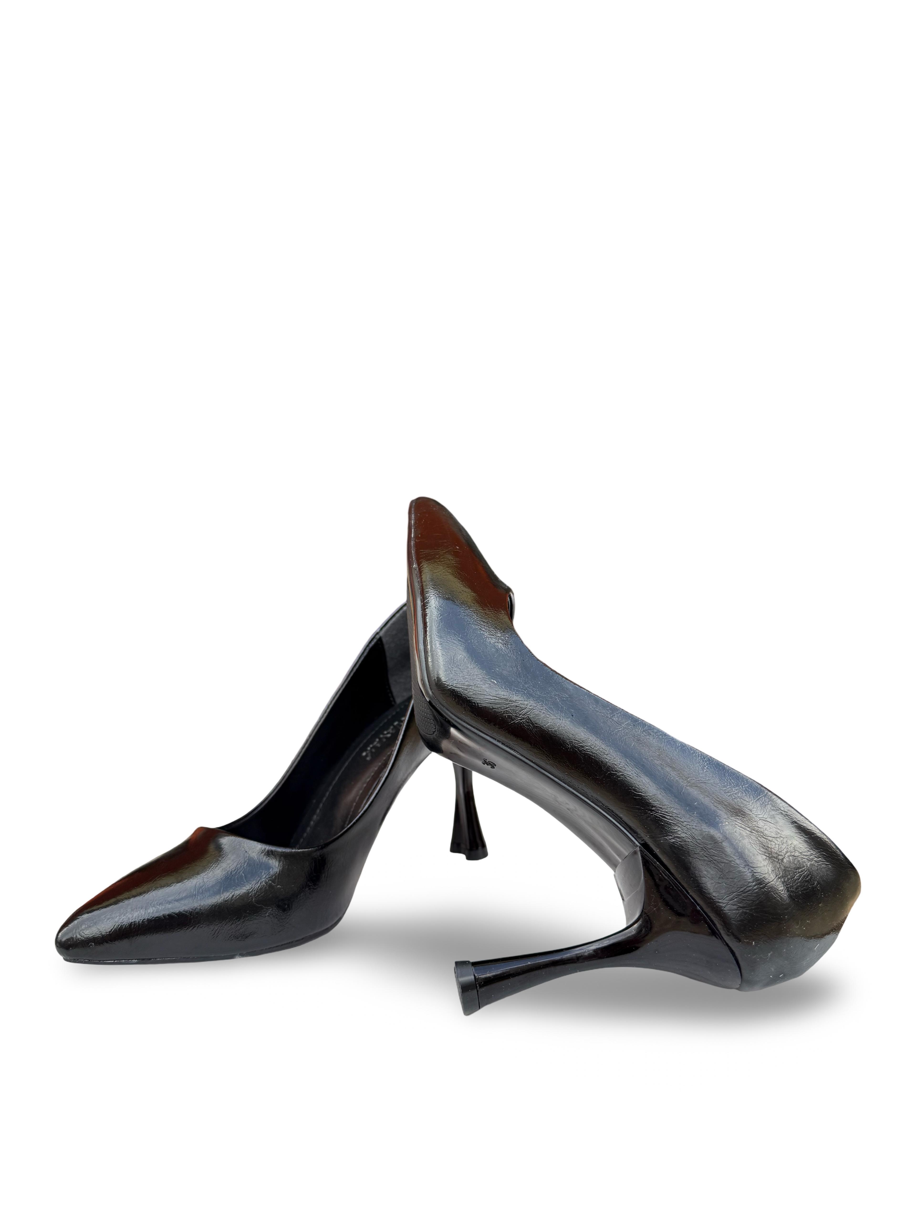 Yalınayak Lpy1305 Kadın Stiletto Siyah Kırışık