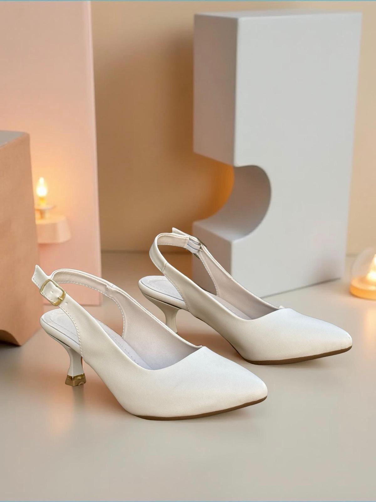 Yalınayak Lpy910 Arkası Açık Kısa Topuk Kadın Stiletto Bej