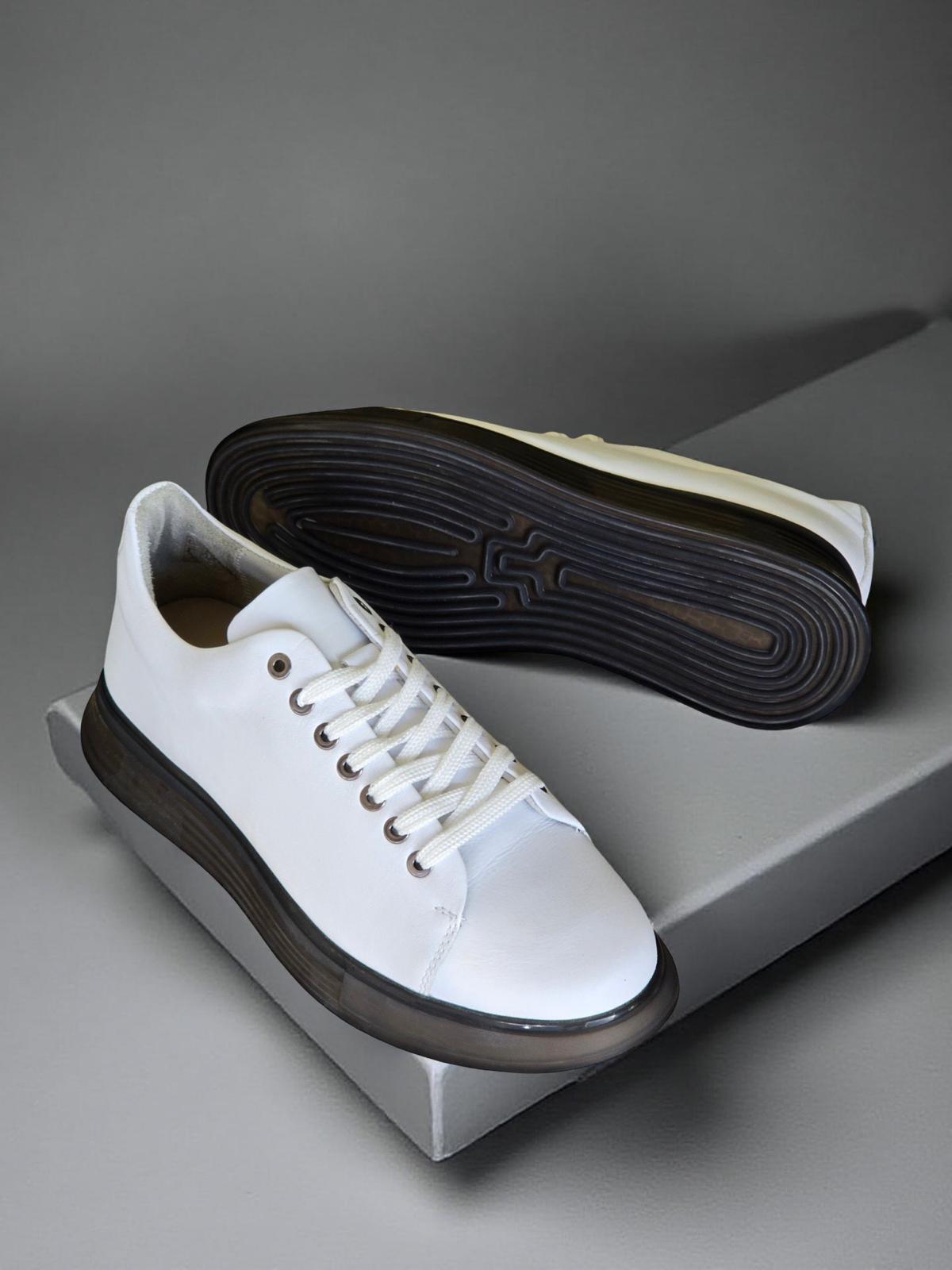 Yalınayak M15275 Hakiki Deri Erkek Sneaker Beyaz