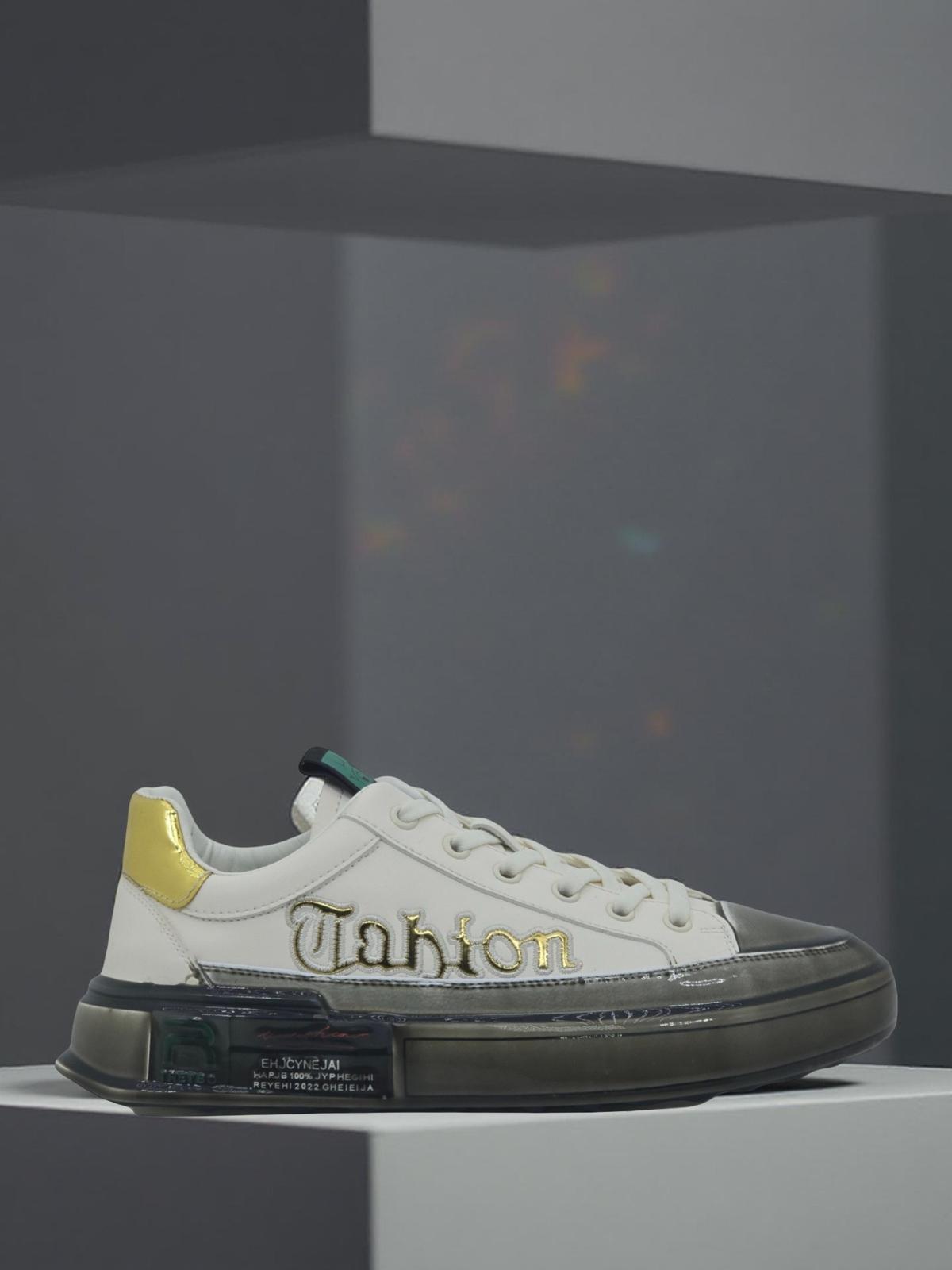 Yalınayak M19047 Hakiki Deri Şeffaf Taban Erkek Sneaker Beyaz
