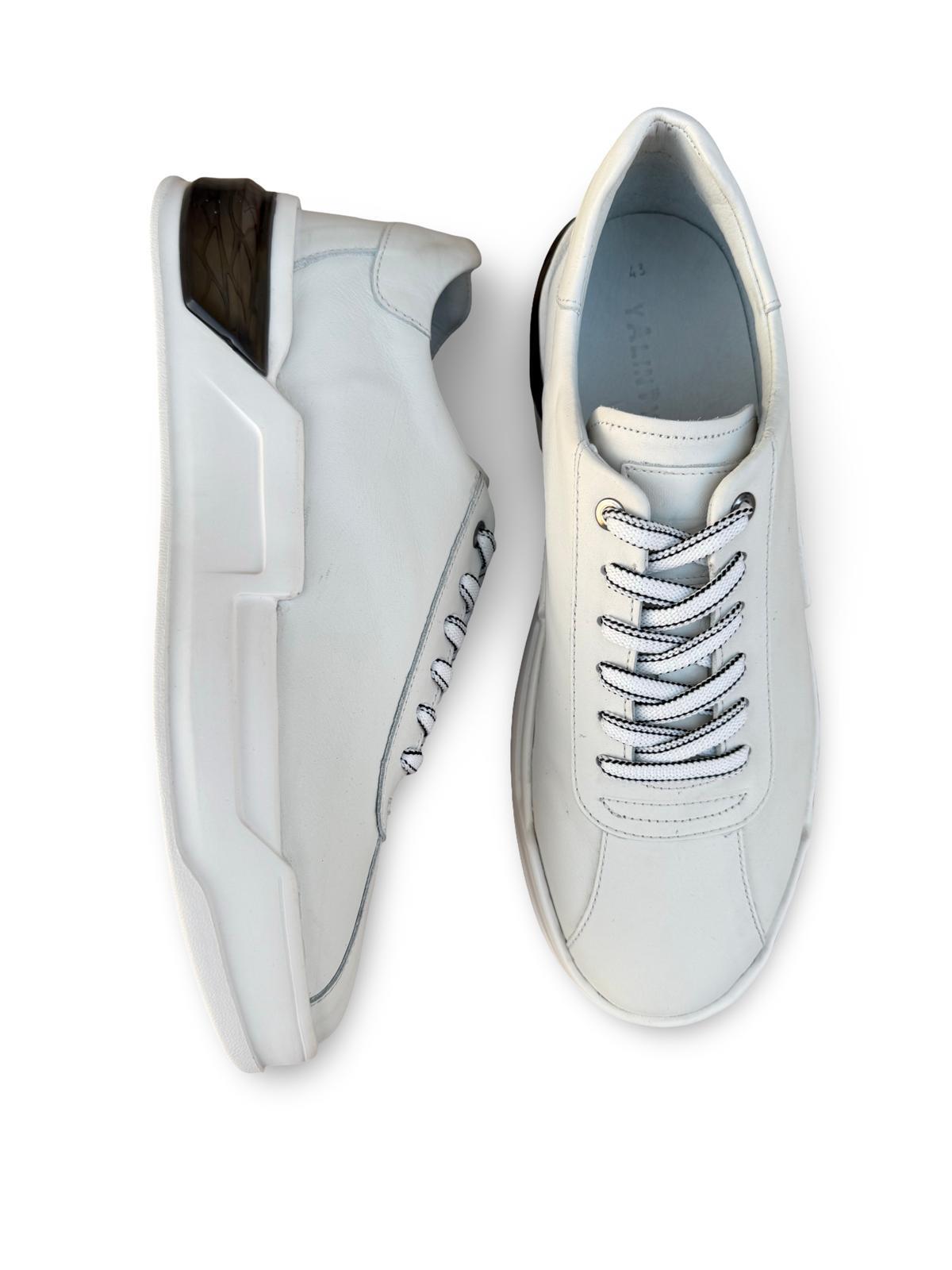 Yalınayak M19197  Hakiki Deri Erkek Sneaker Beyaz