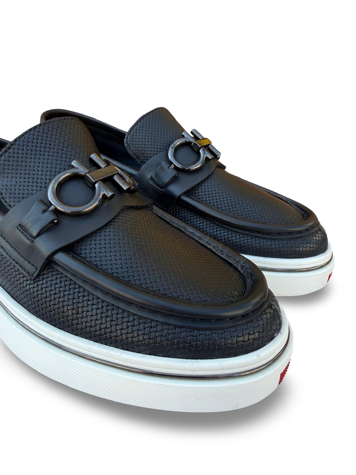 Yalınayak M23139 Hakiki Deri Eva Taban Erkek Loafer Siyah