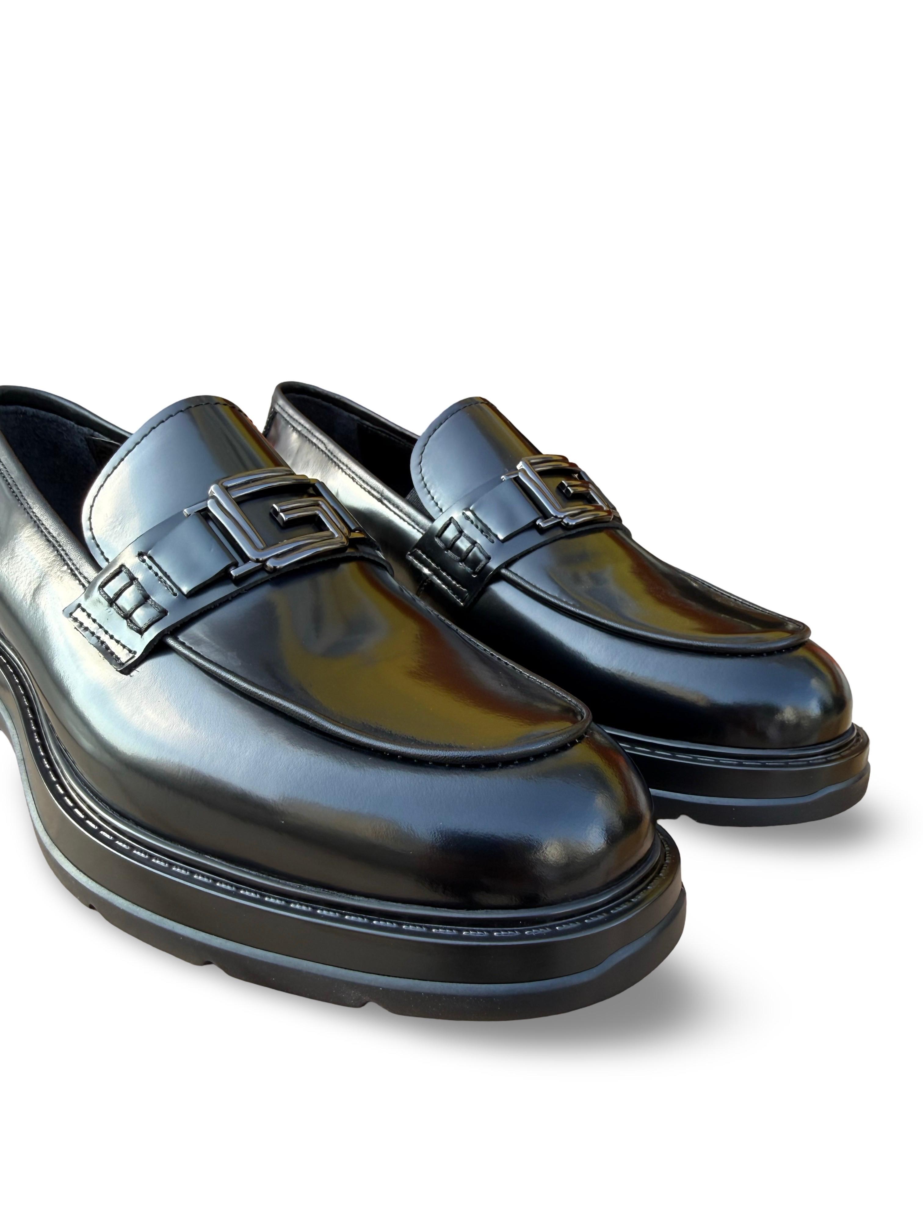 Yalınayak M23228 Hakiki Deri Eva Taban Erkek Klasik Loafer Ayakkabı Siyah