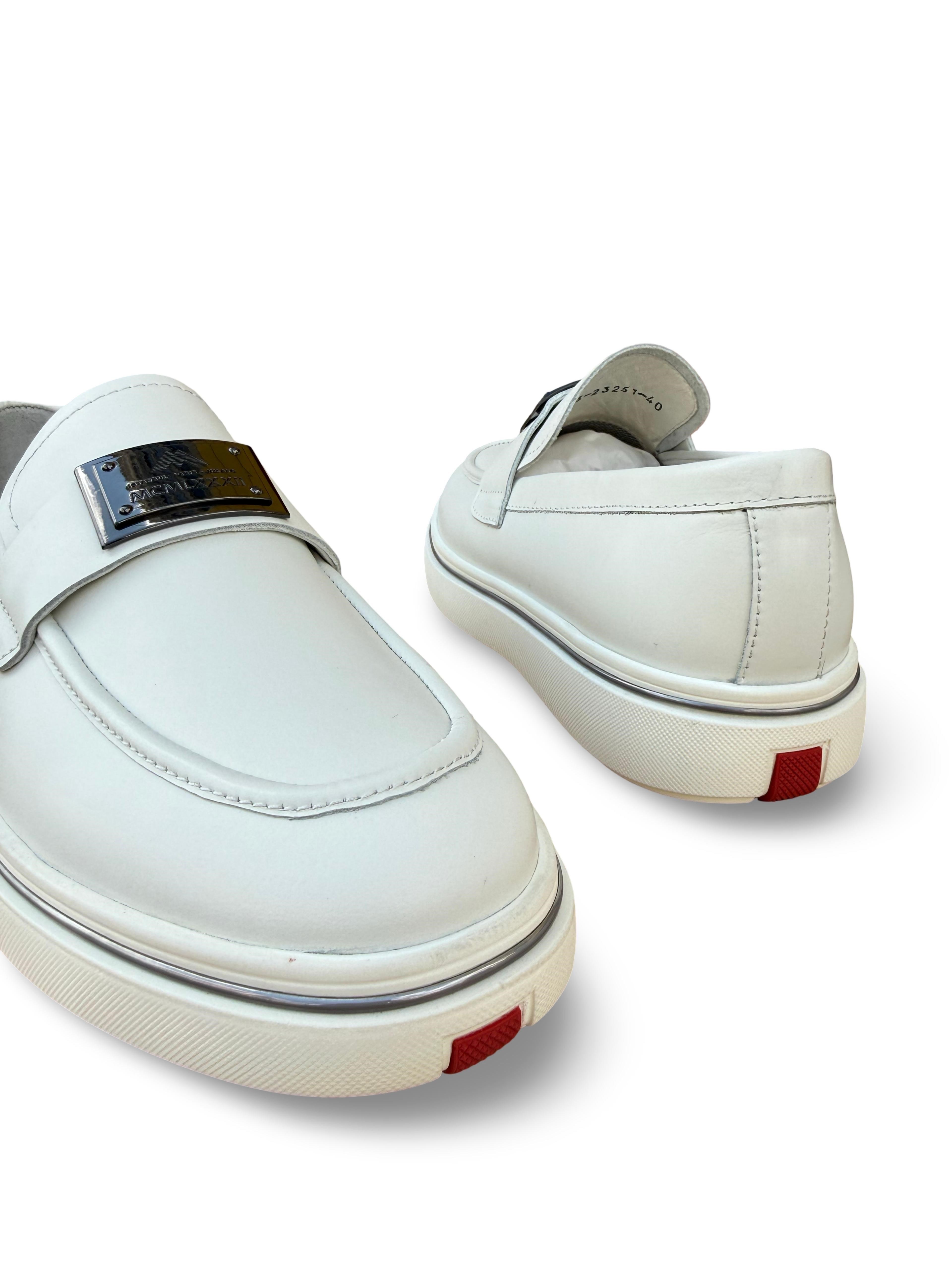 Yalınayak M23251 Hakiki Deri Erkek Loafer Ayakkabı Beyaz