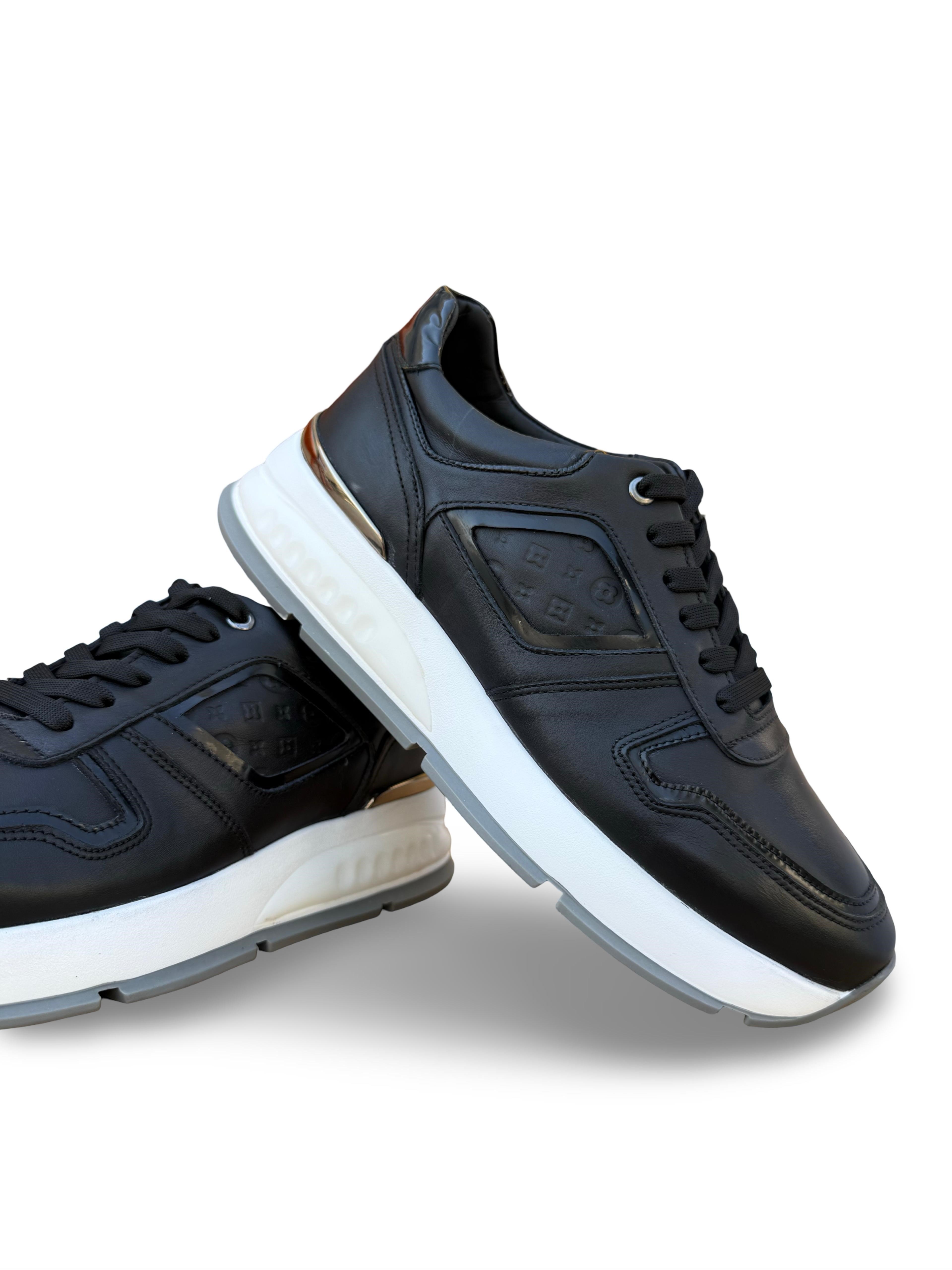 Yalınayak M23259 Hakiki Deri Eva Taban Erkek Sneaker Siyah