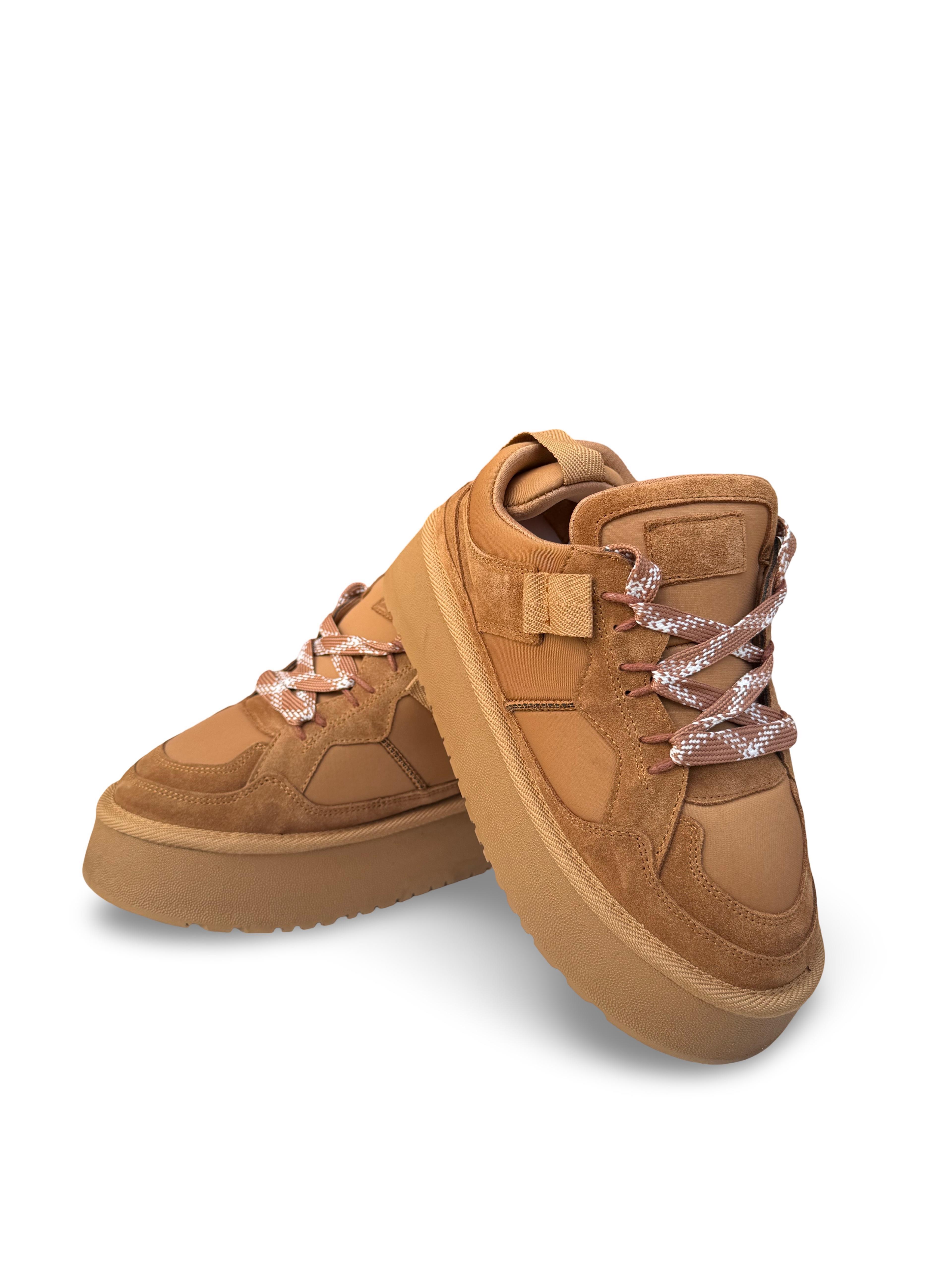 Yalınayak Mrs1353 Hakiki Deri Taban Yüksek Kadın Sneaker Taba