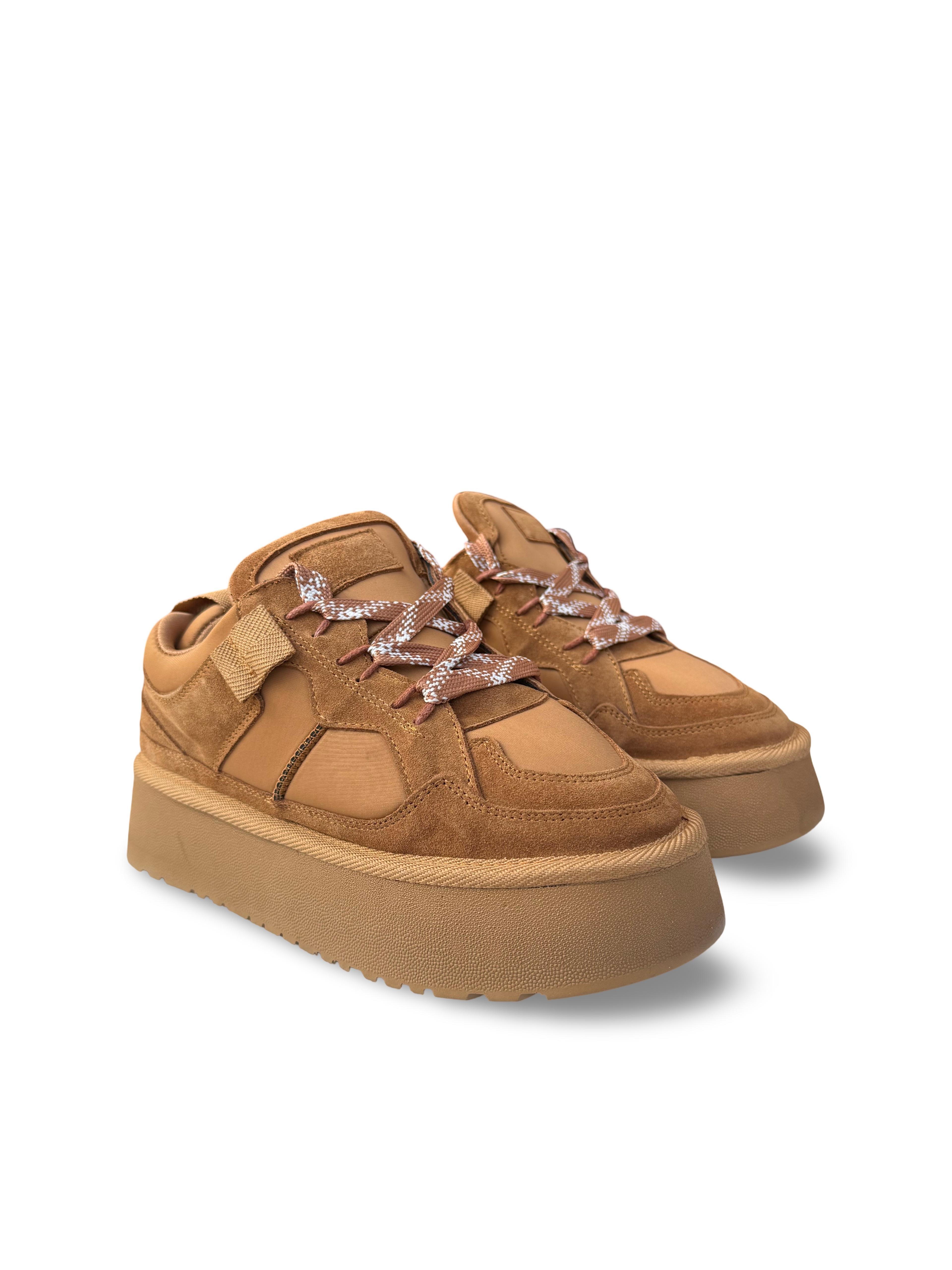 Yalınayak Mrs1353 Hakiki Deri Taban Yüksek Kadın Sneaker Taba