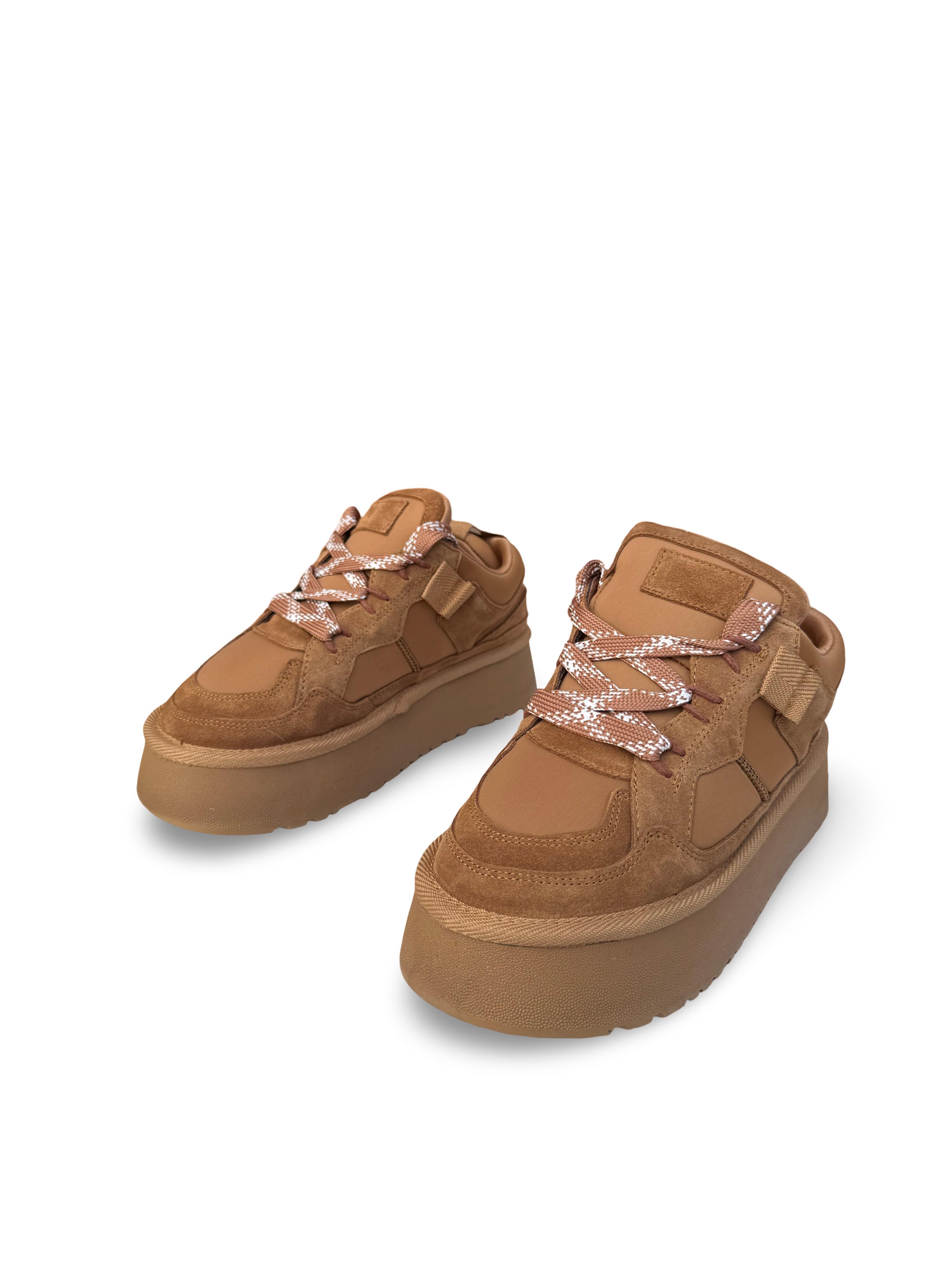 Yalınayak Mrs1353 Hakiki Deri Taban Yüksek Kadın Sneaker Taba