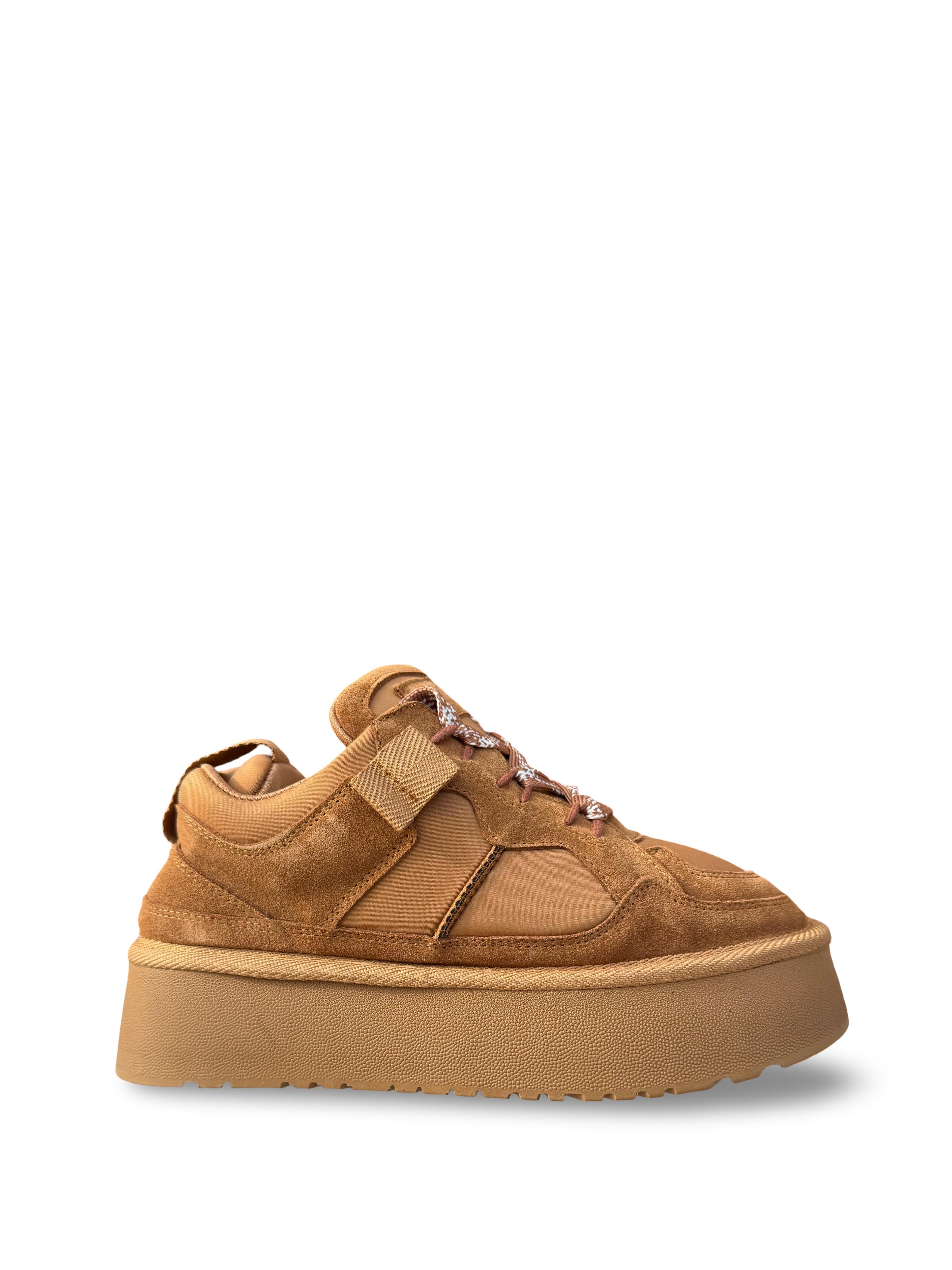Yalınayak Mrs1353 Hakiki Deri Taban Yüksek Kadın Sneaker Taba