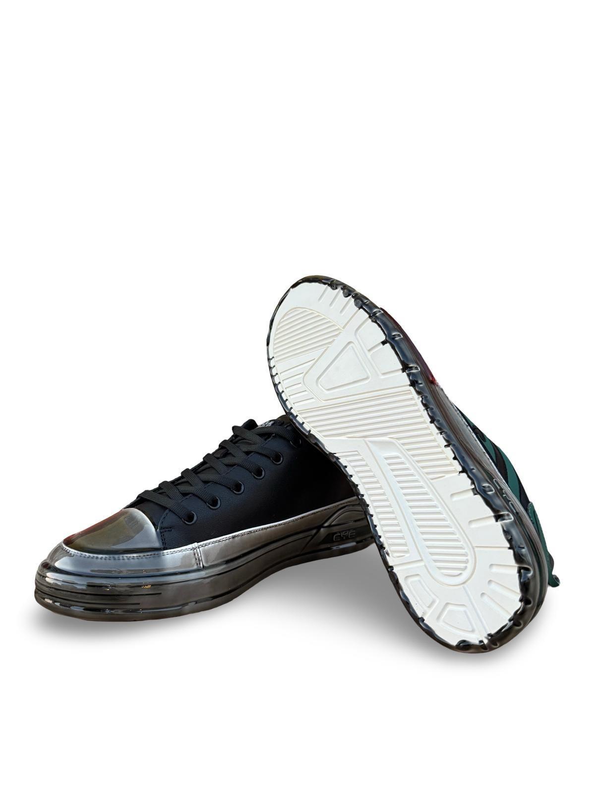 Yalınayak PE056 Hakiki Deri Aır Taban Erkek Sneaker Siyah