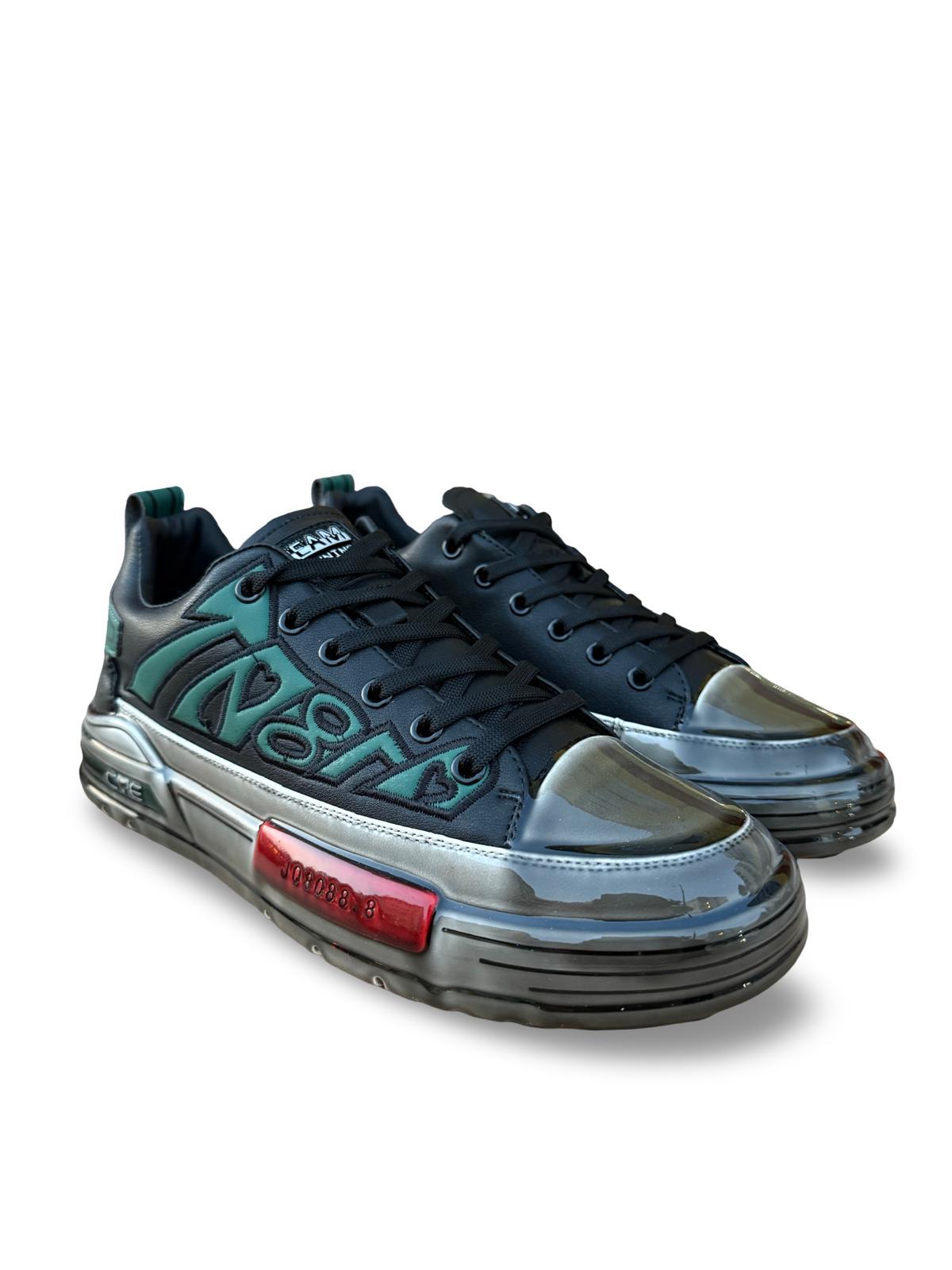 Yalınayak PE056 Hakiki Deri Aır Taban Erkek Sneaker Siyah