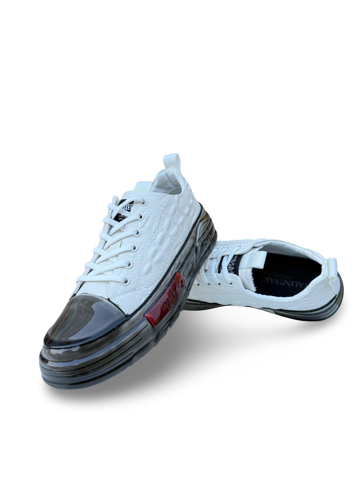 Yalınayak PE058 Hakiki Deri Aır Taban Erkek Sneaker Beyaz