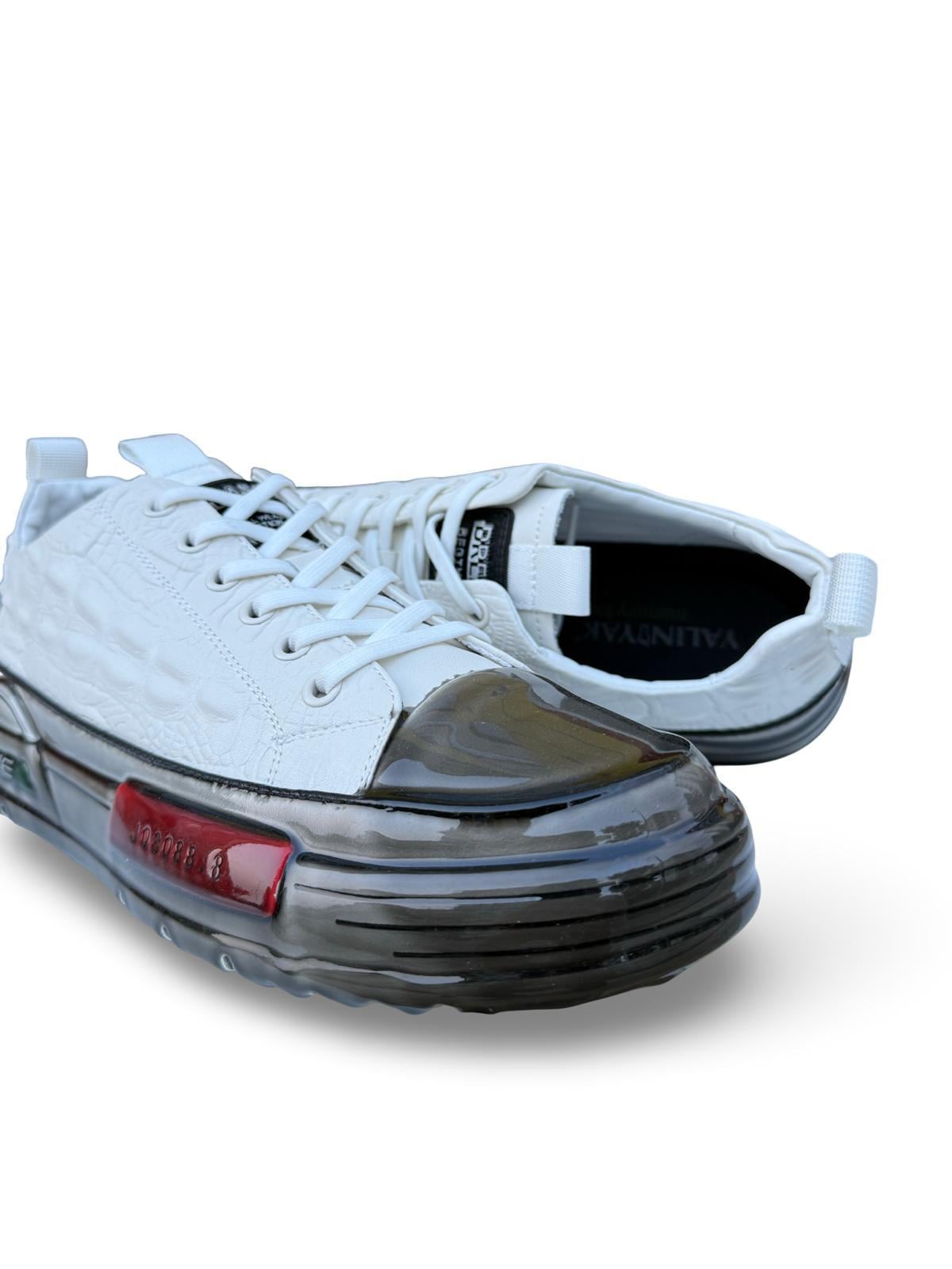 Yalınayak PE058 Hakiki Deri Aır Taban Erkek Sneaker Beyaz