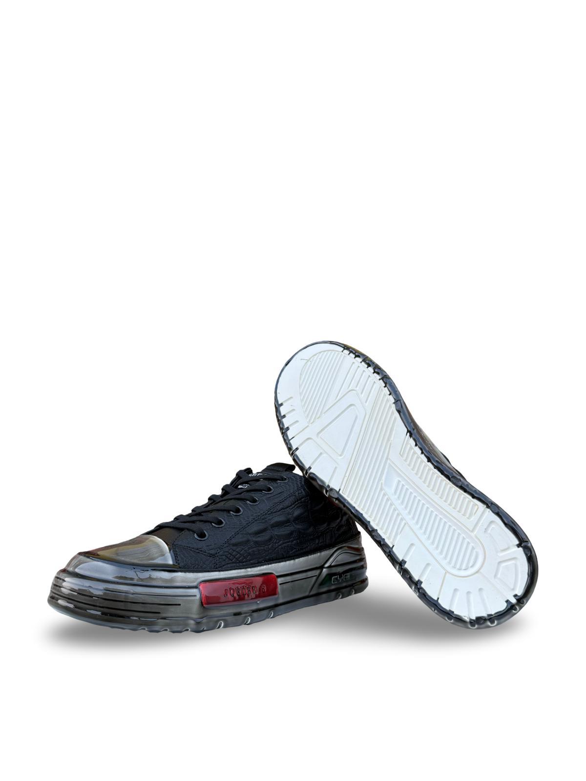 Yalınayak PE058 Hakiki Deri Aır Taban Erkek Sneaker Siyah