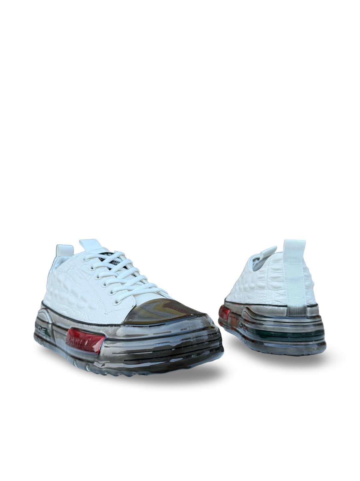 Yalınayak PE058 Hakiki Deri Aır Taban Erkek Sneaker Beyaz