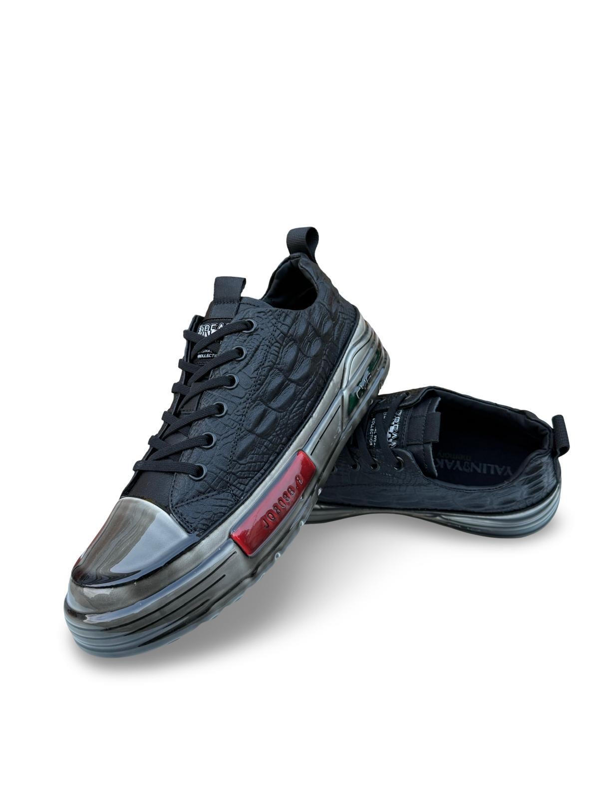 Yalınayak PE058 Hakiki Deri Aır Taban Erkek Sneaker Siyah