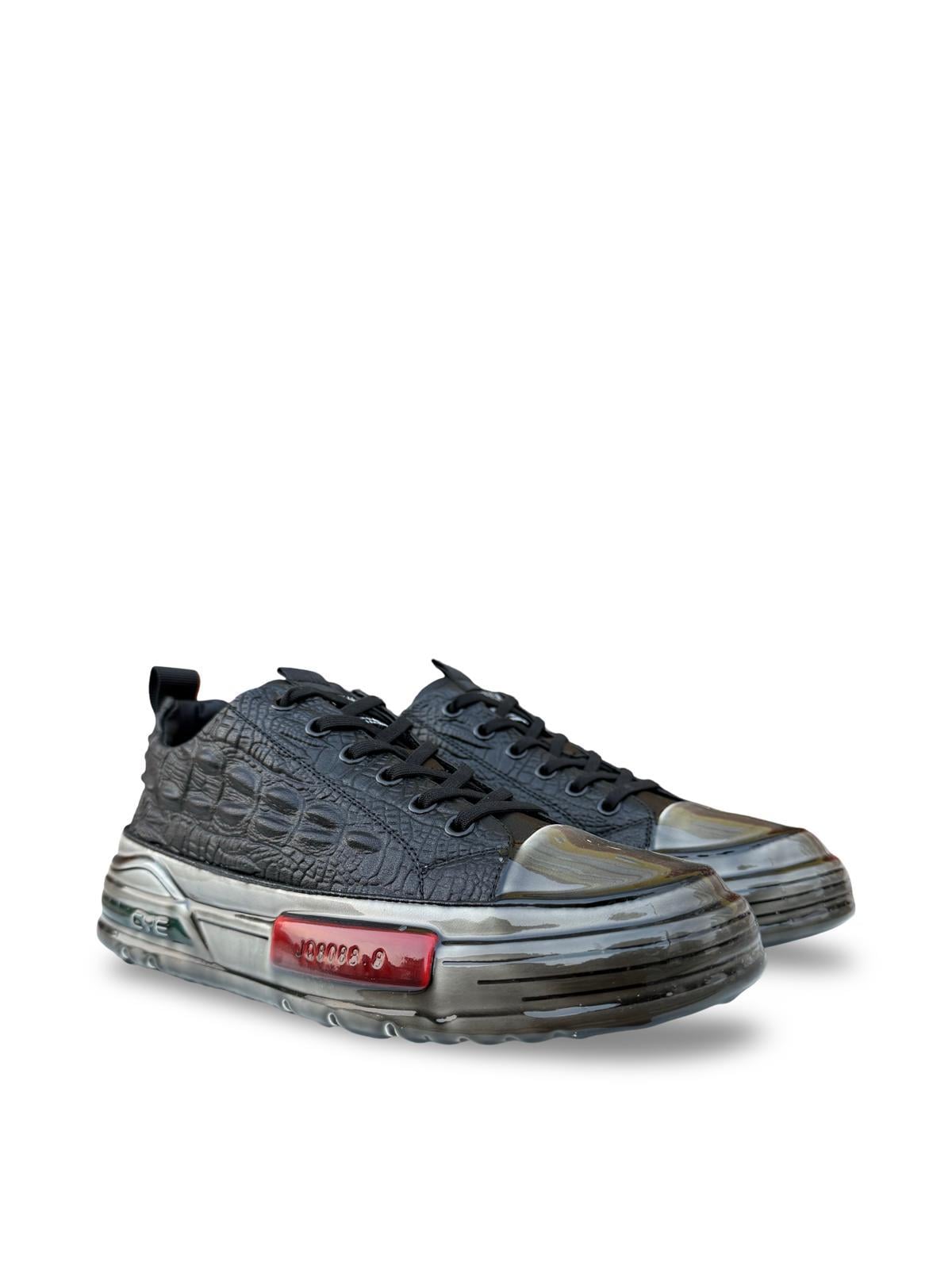 Yalınayak PE058 Hakiki Deri Aır Taban Erkek Sneaker Siyah