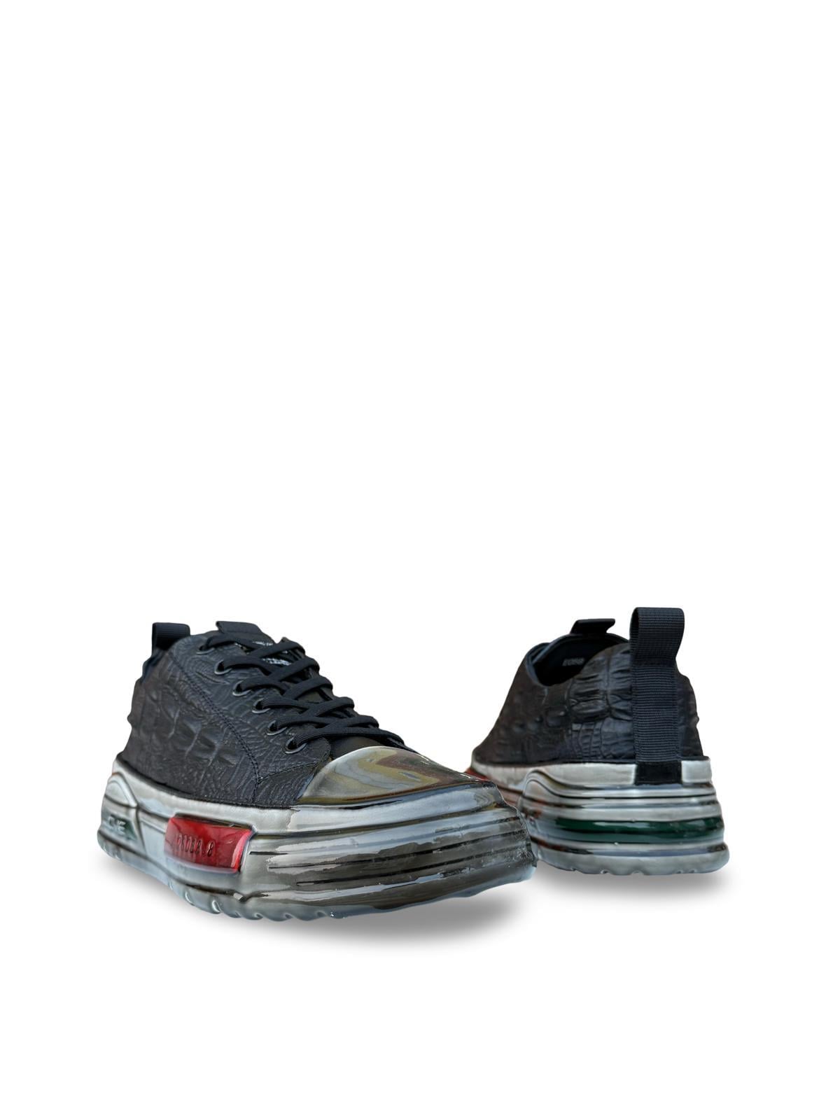Yalınayak PE058 Hakiki Deri Aır Taban Erkek Sneaker Siyah