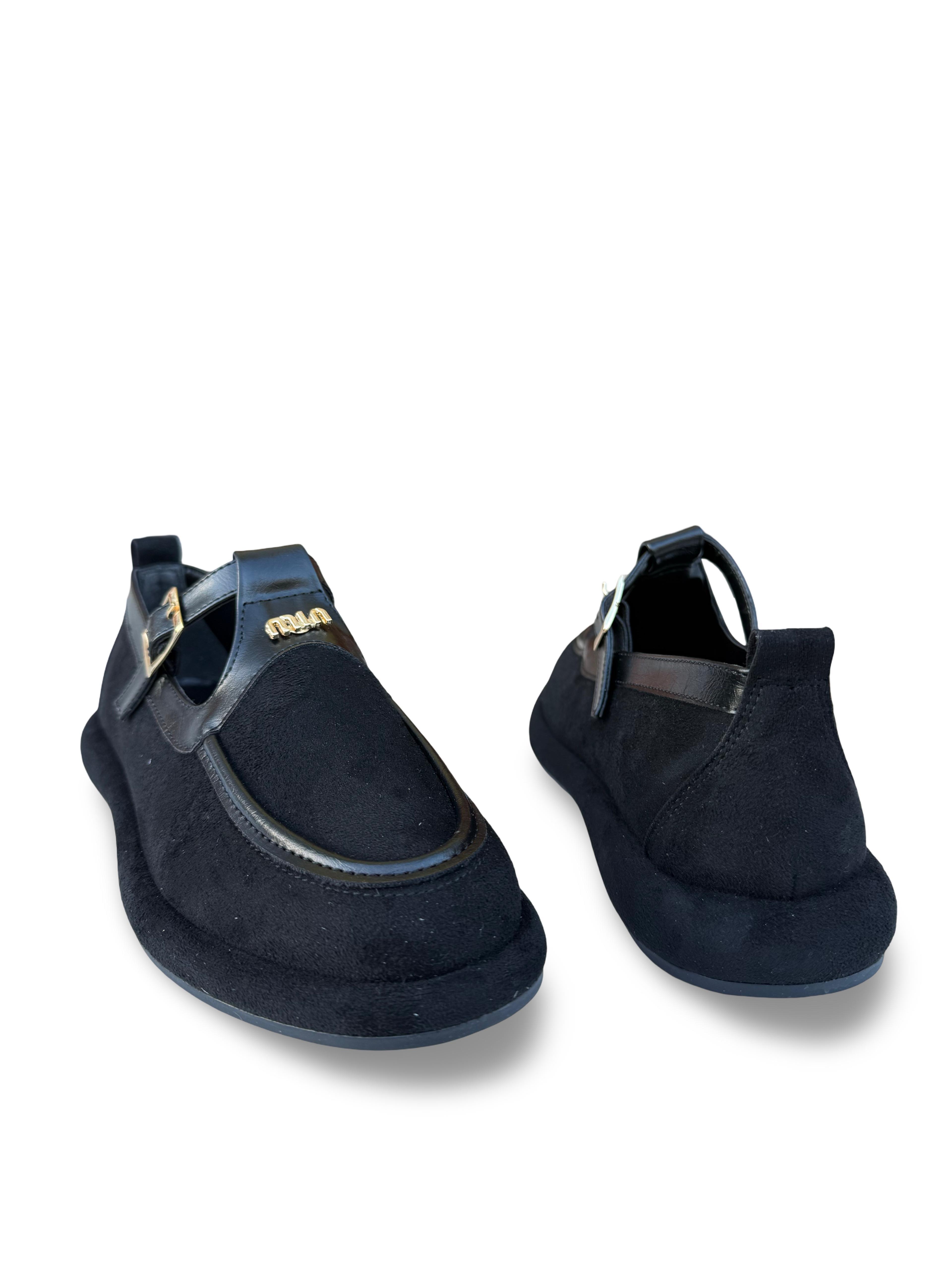 Yalınayak Prt1614 Kadın Loafer Babet Siyah Süet