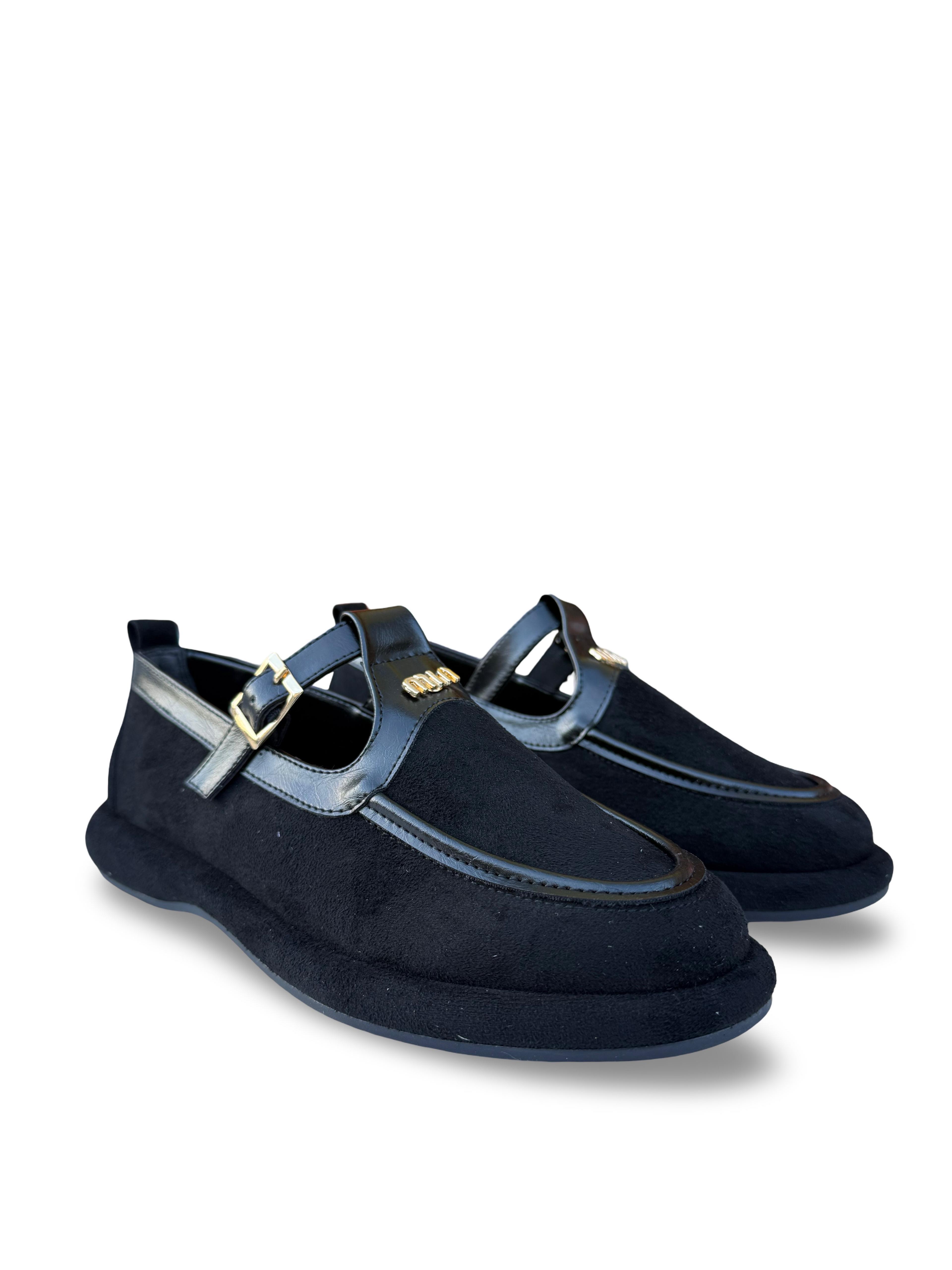 Yalınayak Prt1614 Kadın Loafer Babet Siyah Süet