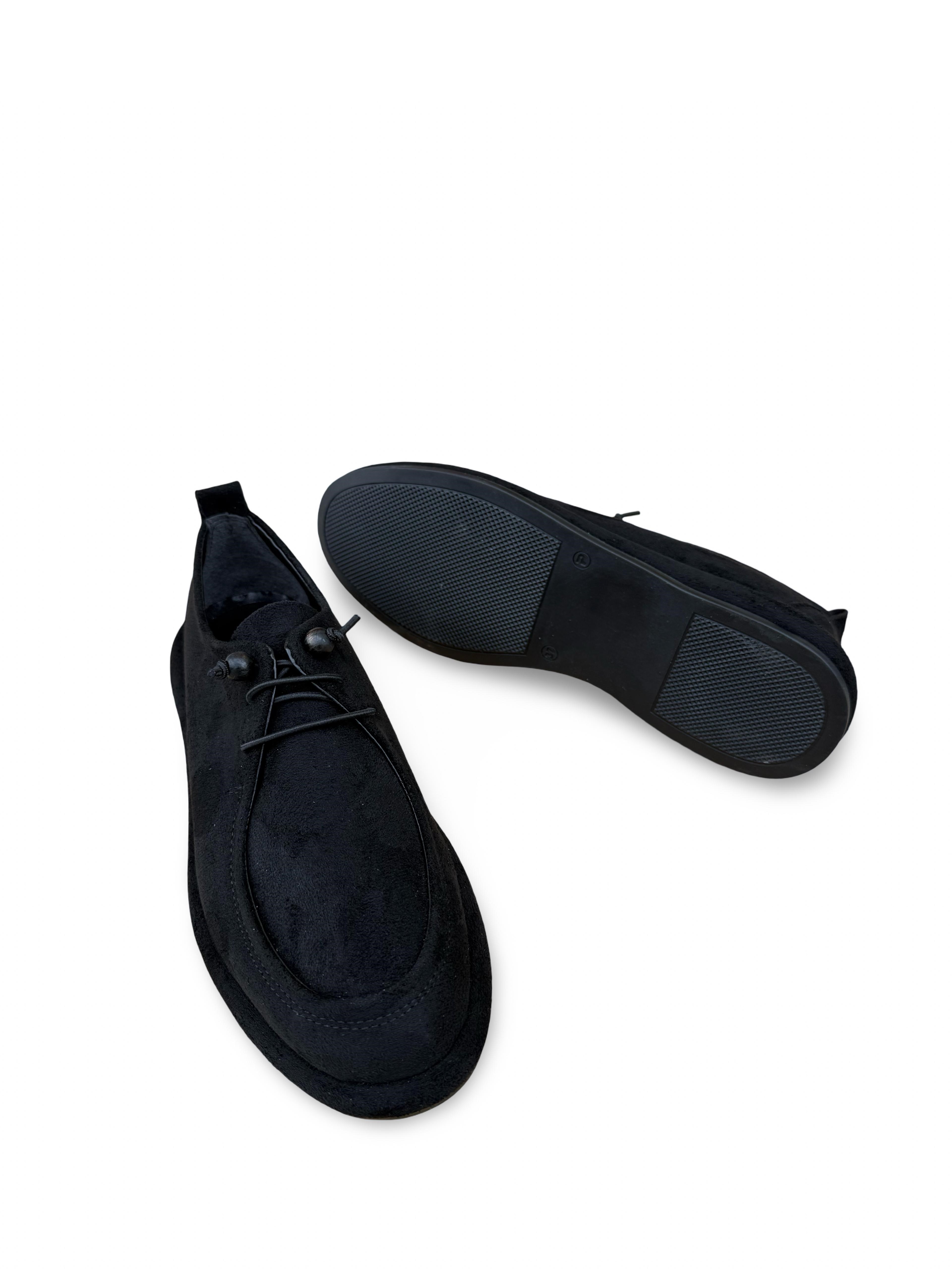 Yalınayak Prt1615 Vegan Süet Kadın Loafer Siyah Süet