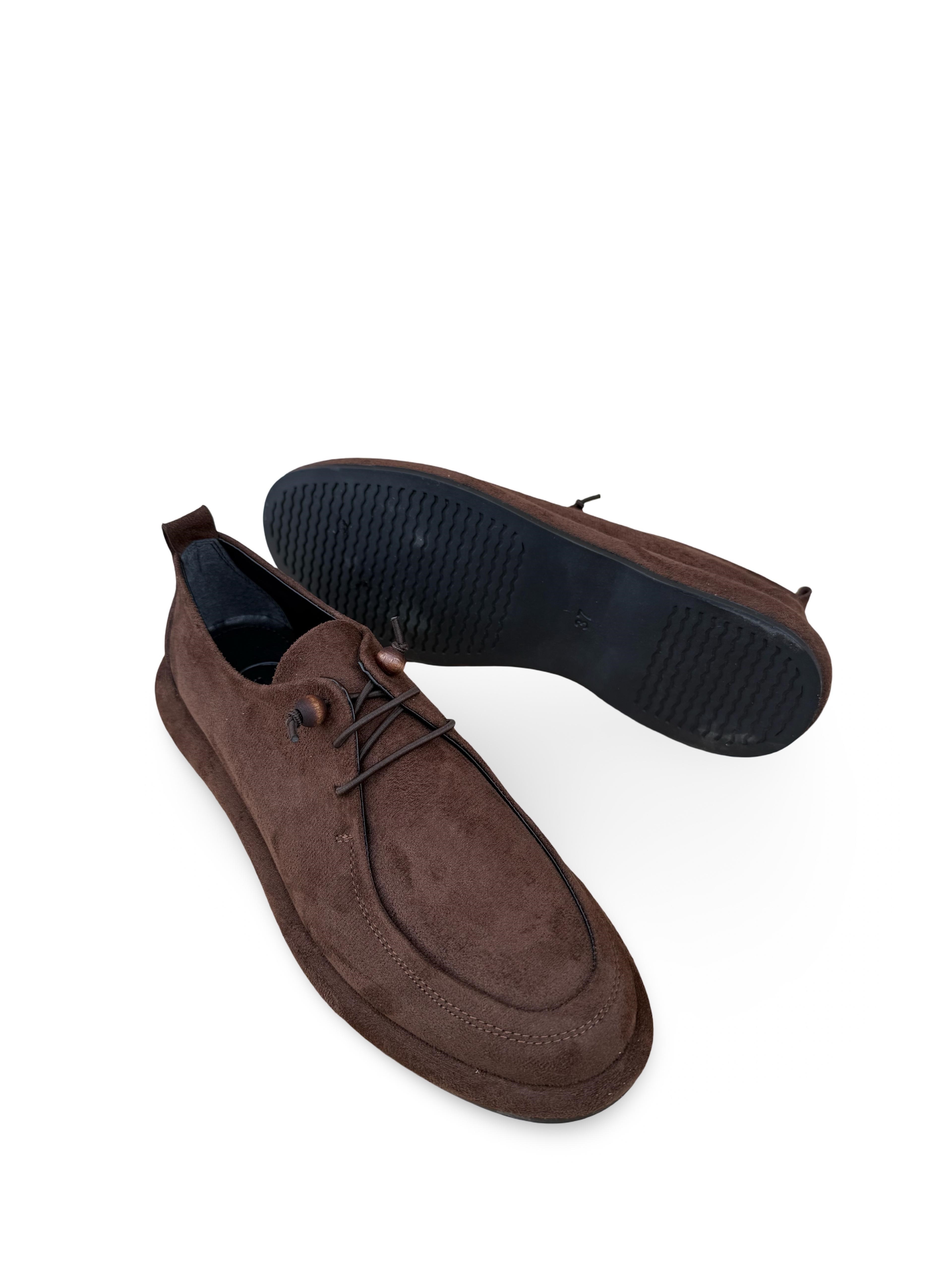 Yalınayak Prt1615 Vegan Süet Kadın Loafer Kahve Süet