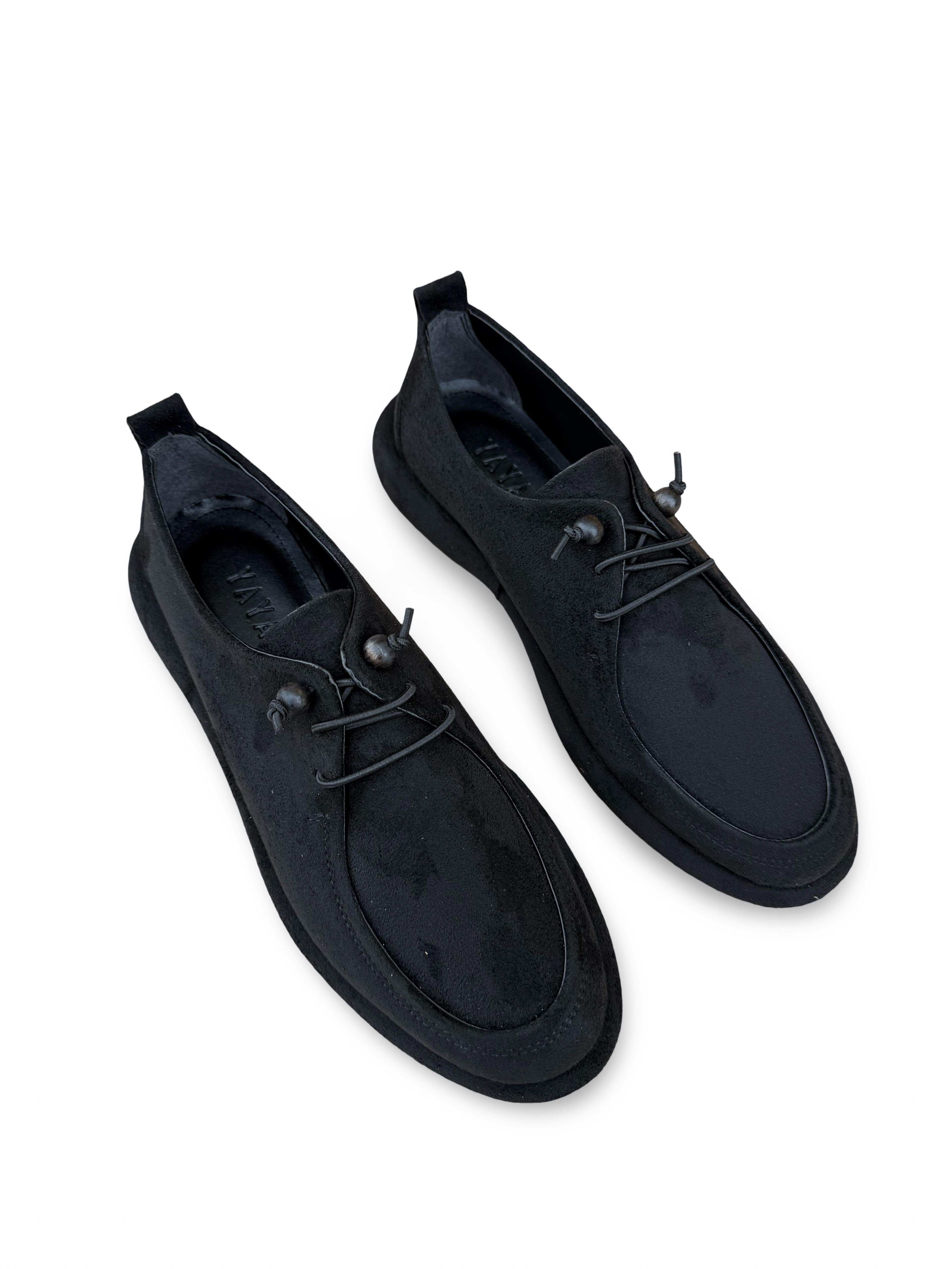 Yalınayak Prt1615 Vegan Süet Kadın Loafer Siyah Süet