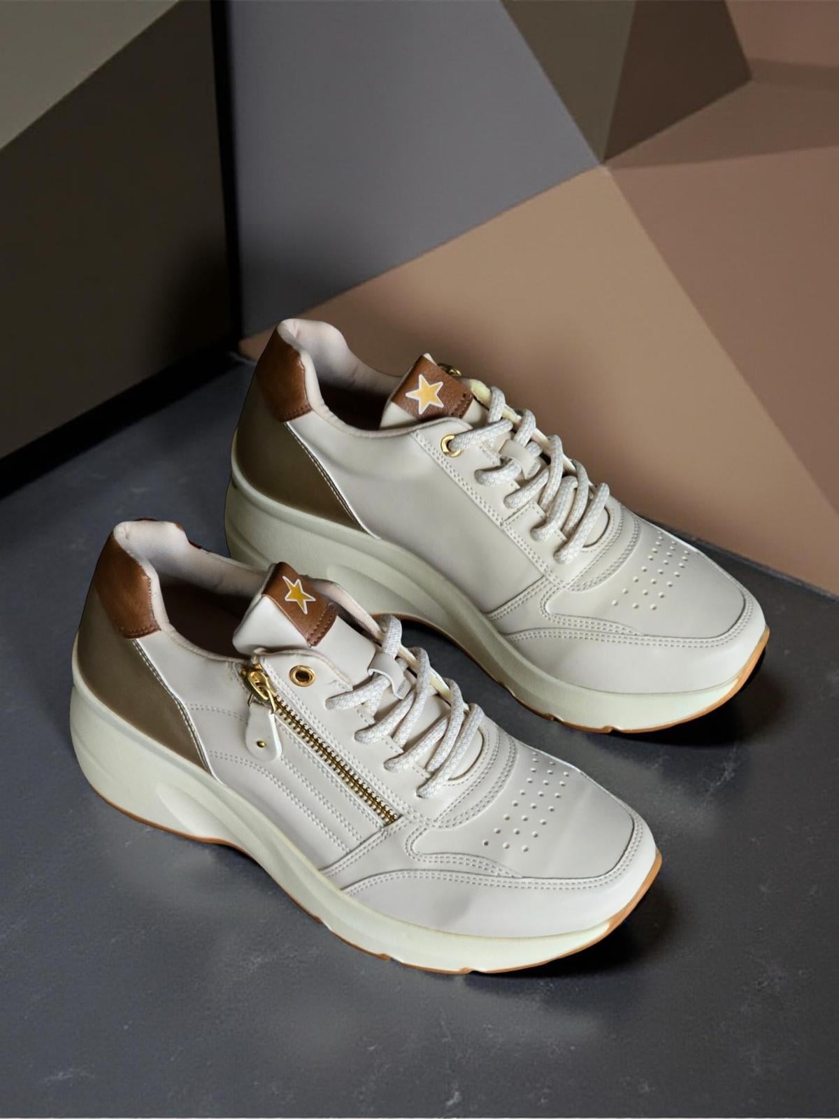 Yalınayak Sms62159 Dolgu Kadın Spor Sneaker Bej