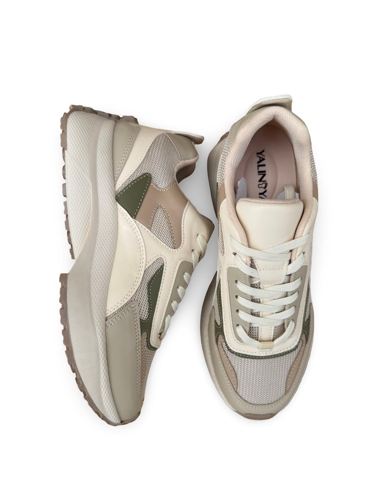 Yalınayak Sms83144 Kadın Spor Sneaker Bej Haki