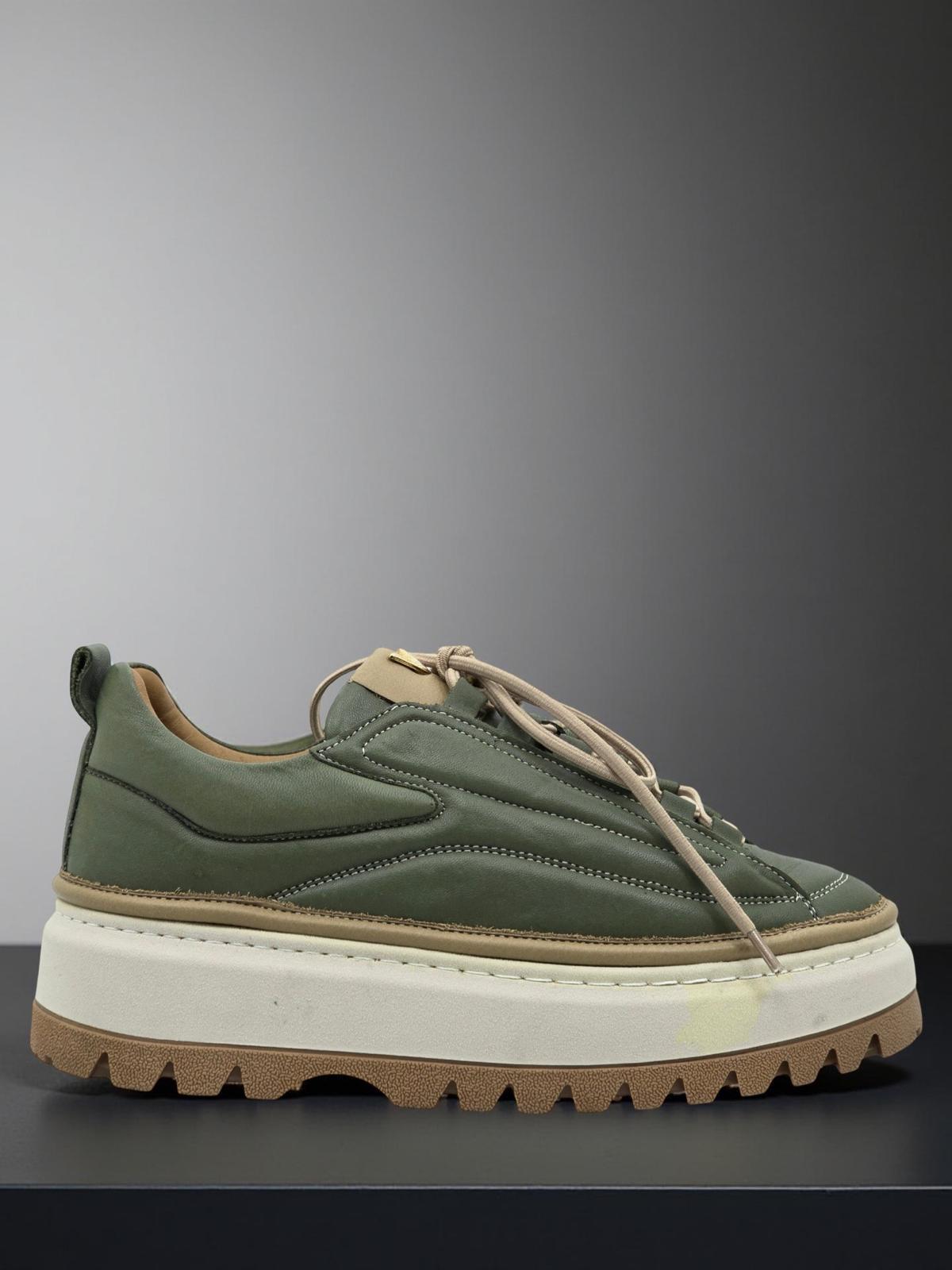 Yalınayak Vg3110 Hakiki Deri Eva Taban Kadın Comfort Sneaker Haki