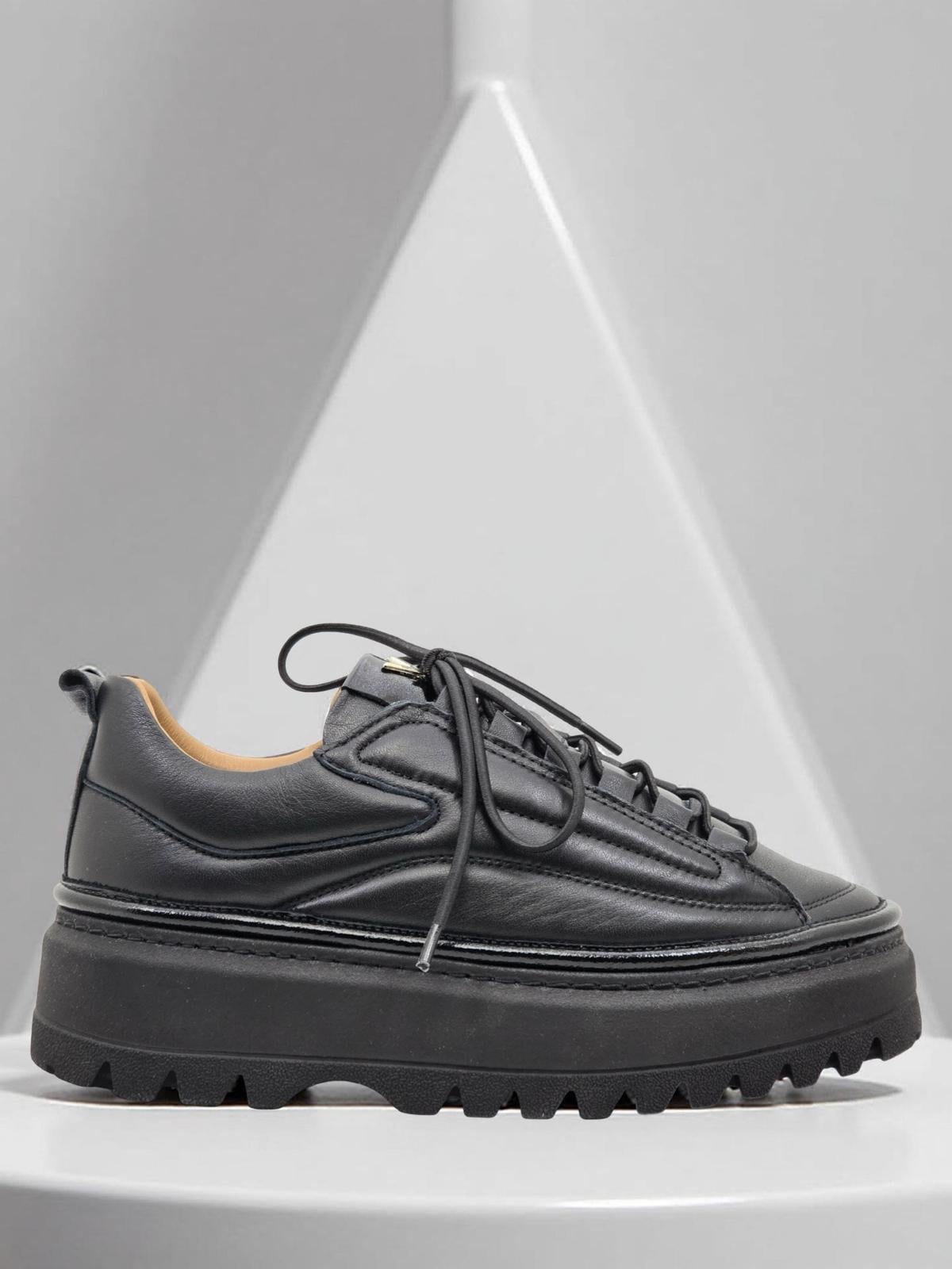 Yalınayak Vg3110 Hakiki Deri Eva Taban Kadın Comfort Sneaker Siyah