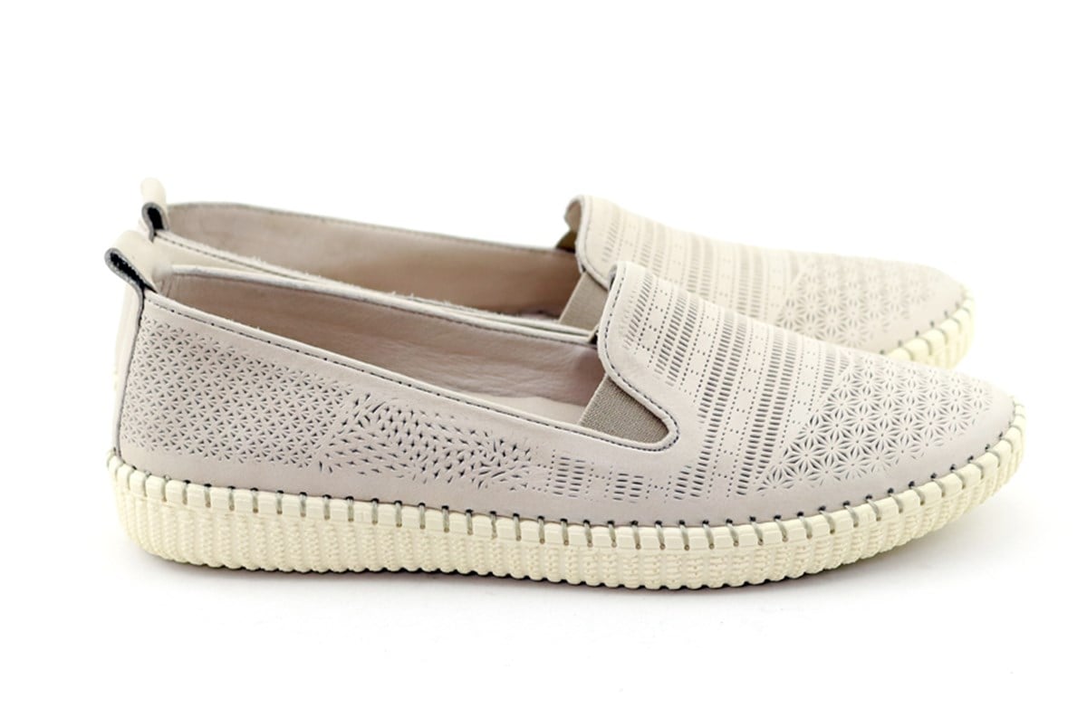 127-7232 Hakiki Deri Bayan Günlük Ayakkabi Bej