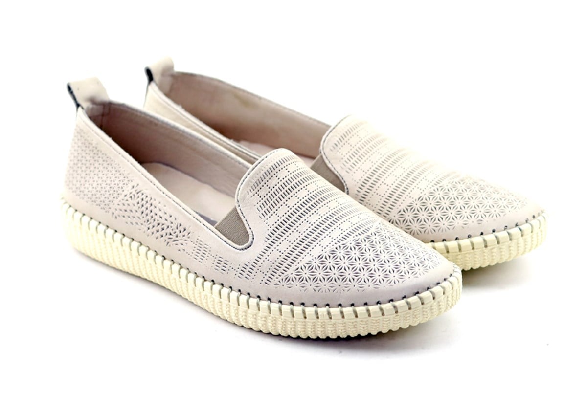 127-7232 Hakiki Deri Bayan Günlük Ayakkabi Bej