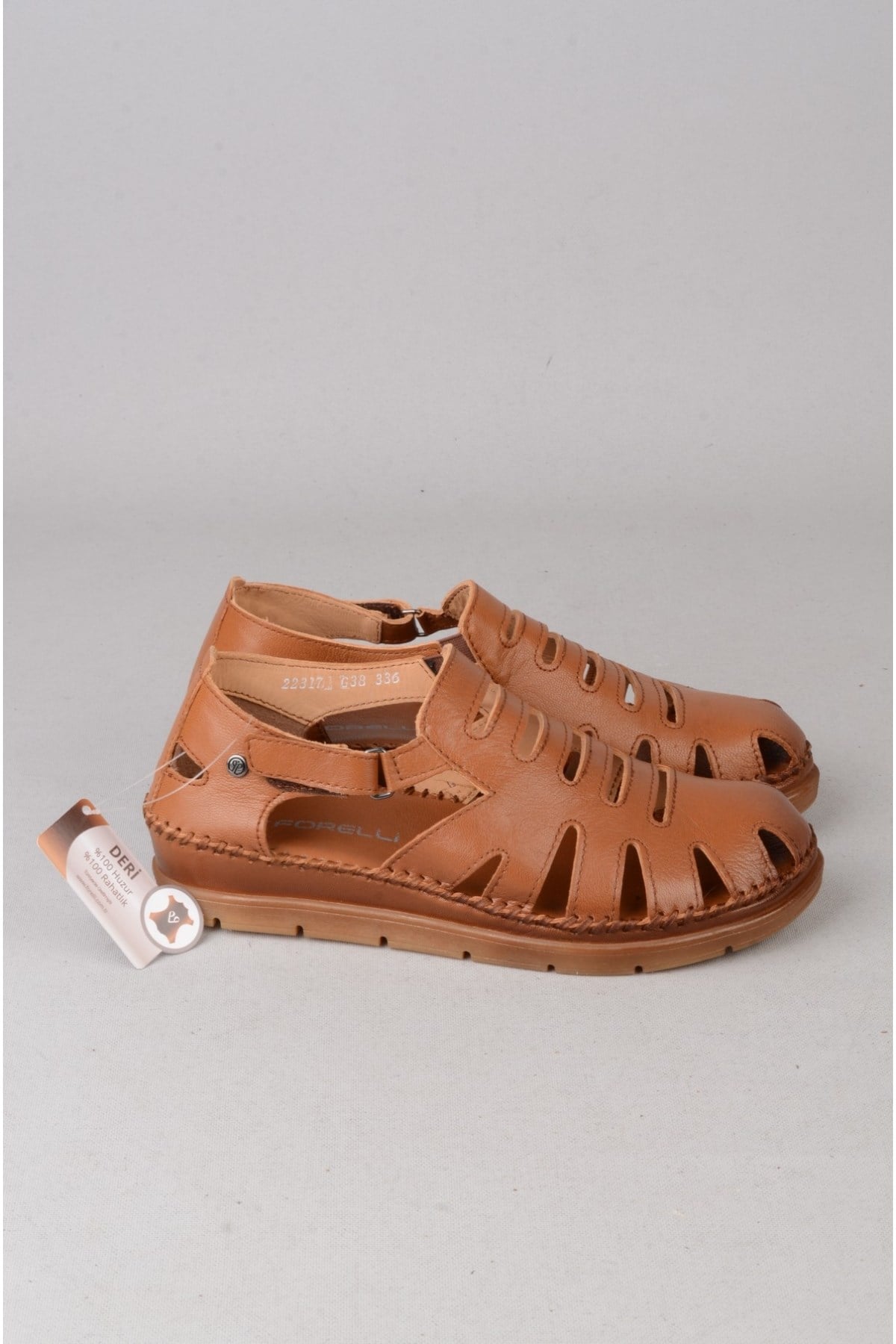 FORELLİ 22317 ALENA HAKİKİ DERİ COMFORT KADIN SANDALET TABA