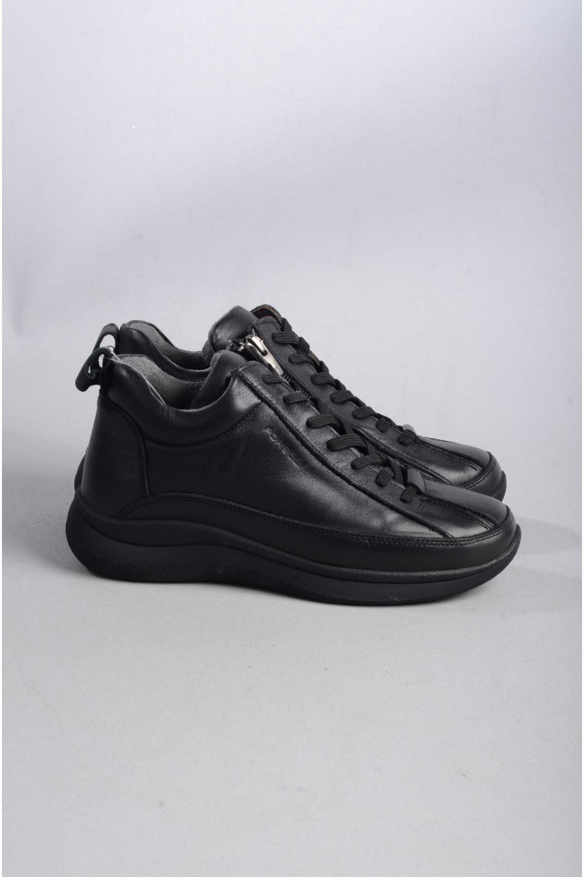 Forelli 27954 Neva Hakiki Deri Comfort Kadın Bot SİYAH