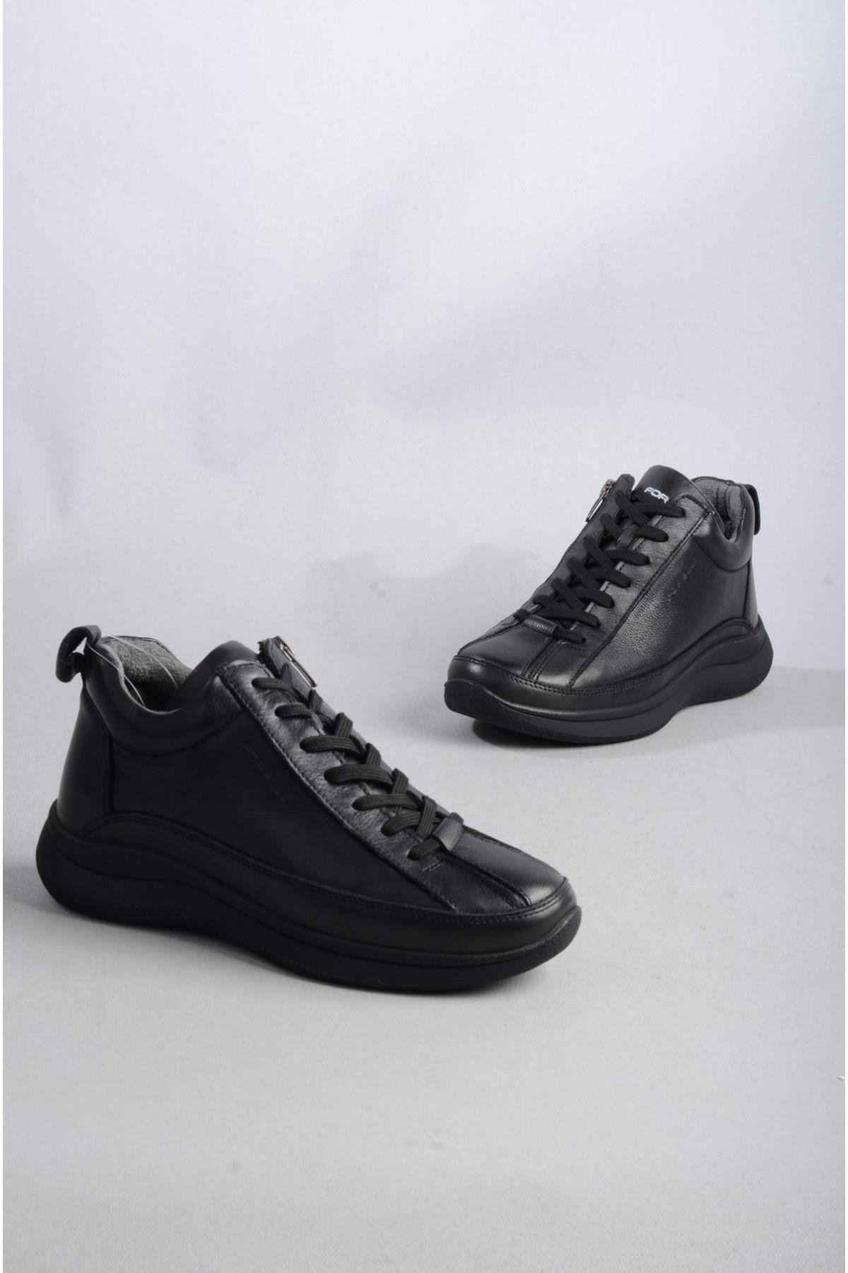 Forelli 27954 Neva Hakiki Deri Comfort Kadın Bot SİYAH