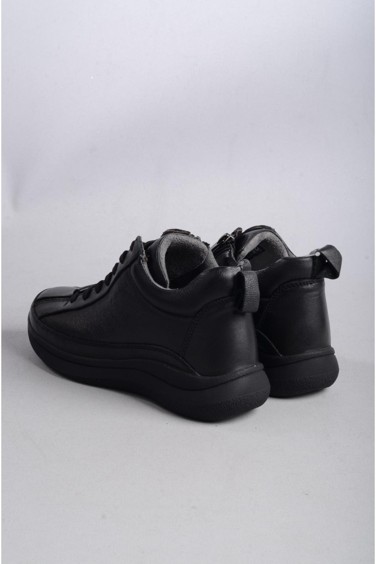 Forelli 27954 Neva Hakiki Deri Comfort Kadın Bot SİYAH