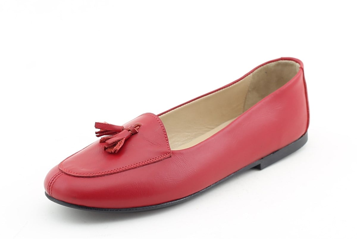 Hrn 34023 Hakiki Deri Babet Ayakkabi Kirmizi