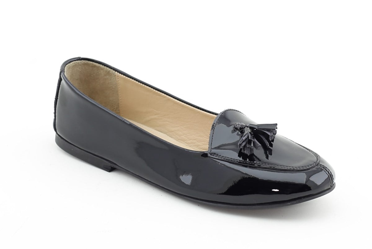 Hrn 34023 Hakiki Deri Babet Ayakkabi Siyah Rugan