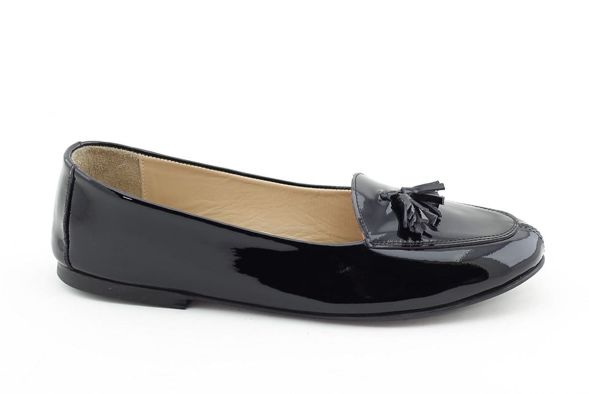 Hrn 34023 Hakiki Deri Babet Ayakkabi Siyah Rugan