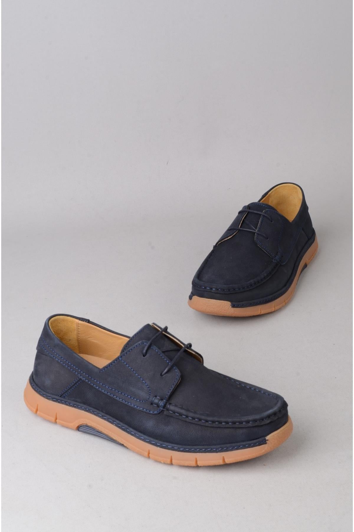 KMC 3318 HAKİKİ DERİ CASUAL ERKEK AYAKKABI LACİVERT NUBUK