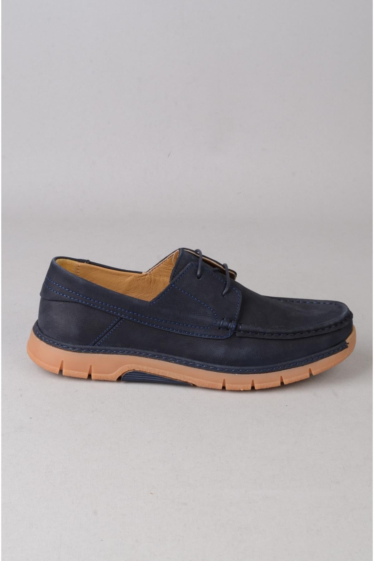 KMC 3318 HAKİKİ DERİ CASUAL ERKEK AYAKKABI LACİVERT NUBUK
