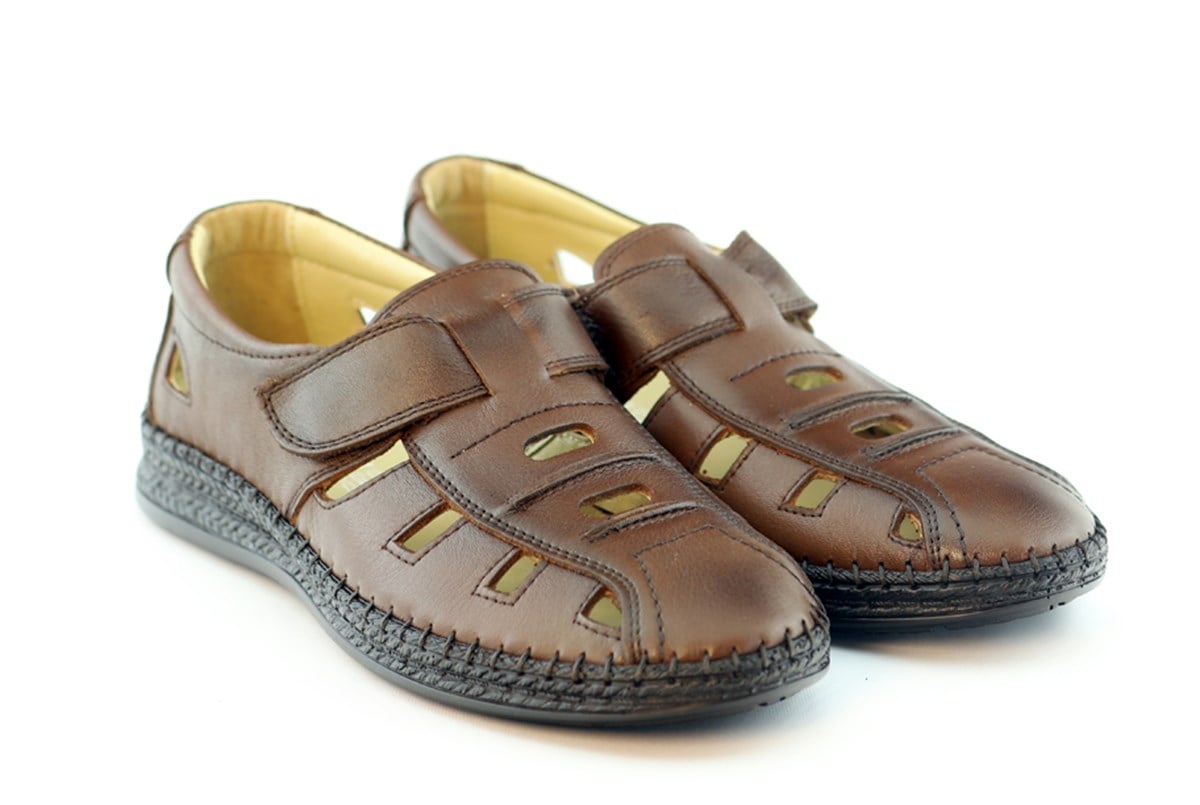 Kmc 9625 Hakiki Deri Ortopedik Erkek Sandalet Kahve