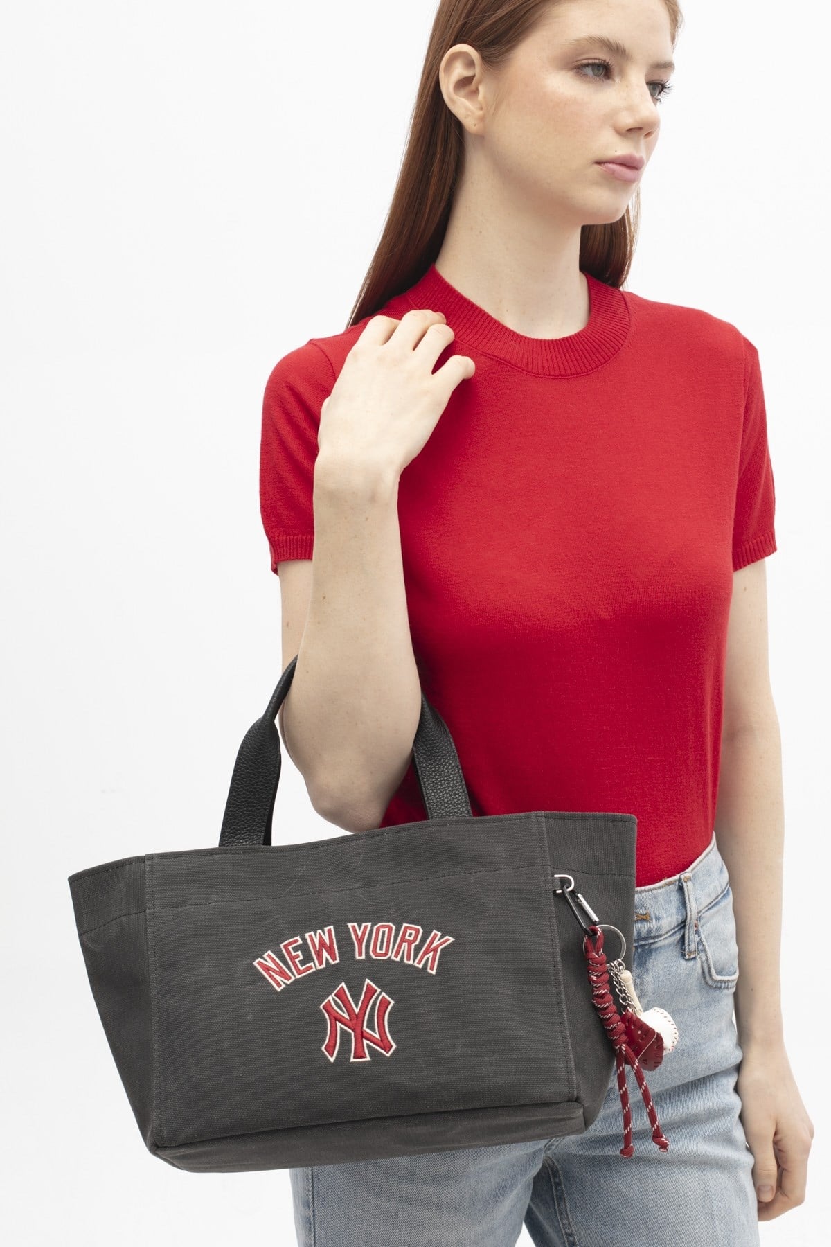 New York Yankees MLB001 Canvas Kol Çantası SİYAH-KIRMIZI