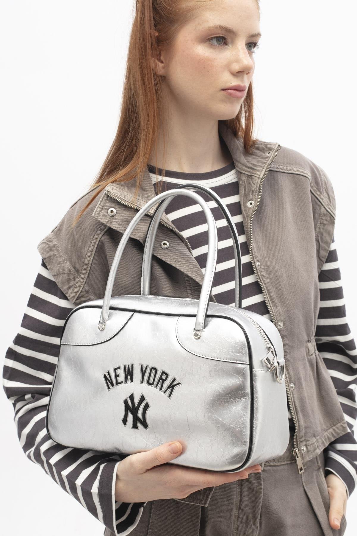 New York Yankees MLB028 Kol Çantası GÜMÜŞ
